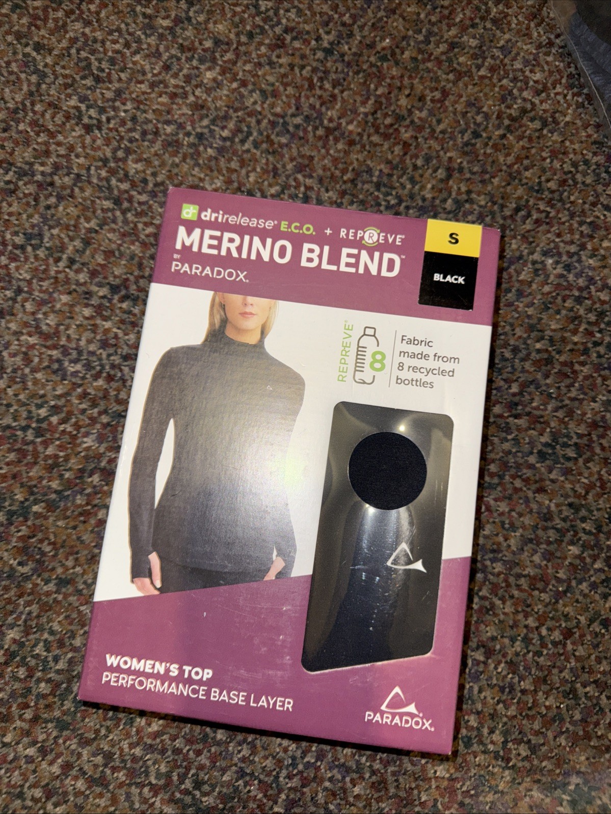Merino Blend by Paradox 1/4 Zip Activewear Base Layer Top Small Black(r35)