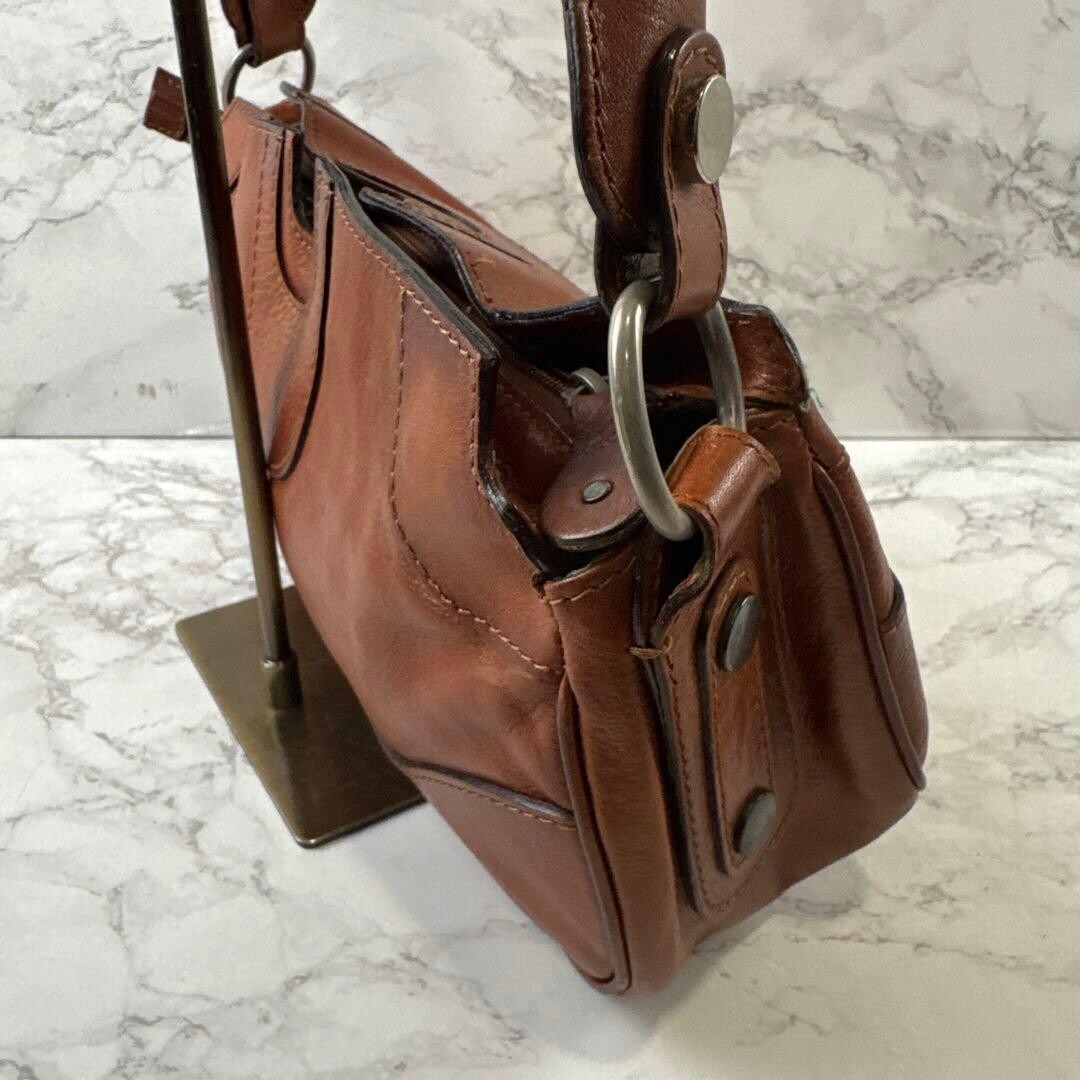 MaxMara Shoulder Bag Leather Brown Authentic From Japan