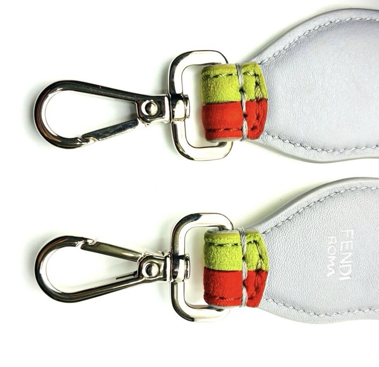 FENDI Strap You Shoulder Strap Wavy Multicolor Suede Leather Silver Authentic