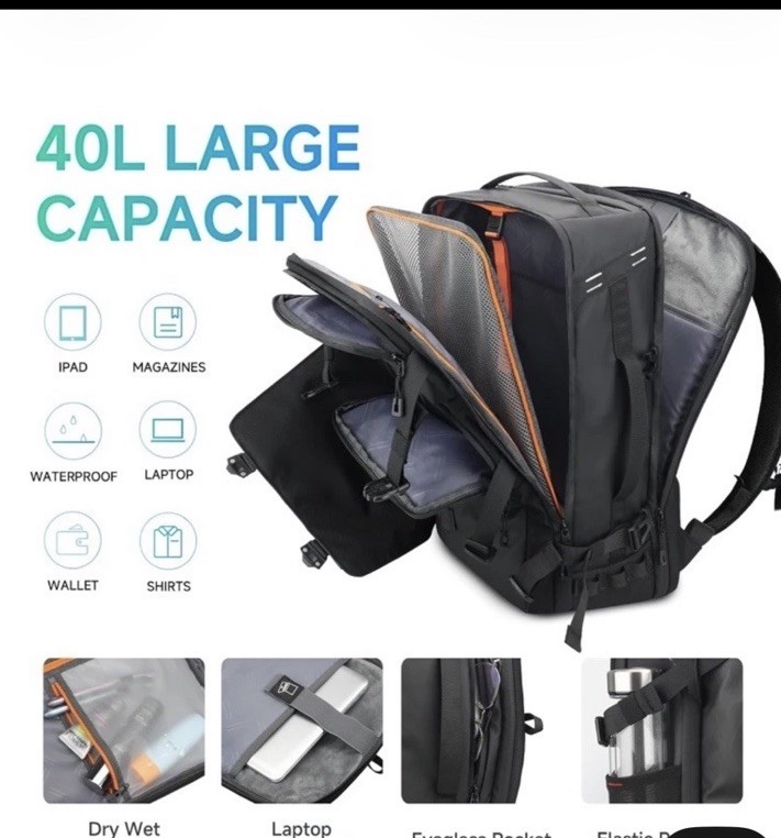 SWICKY 40L Travel Backpack for Men – TSA Friendly Carry-On, 17.3″ Laptop Slee…
