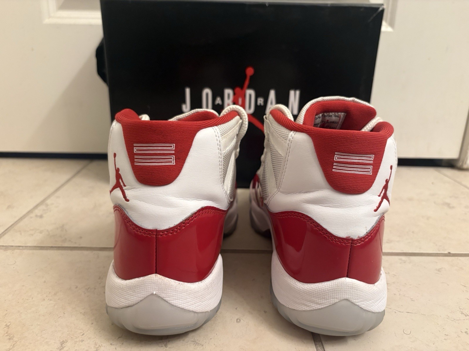 Jordan Air Jordan 11 Retro Men’s Mid Top Colorblock Red/White Sneakers 378037