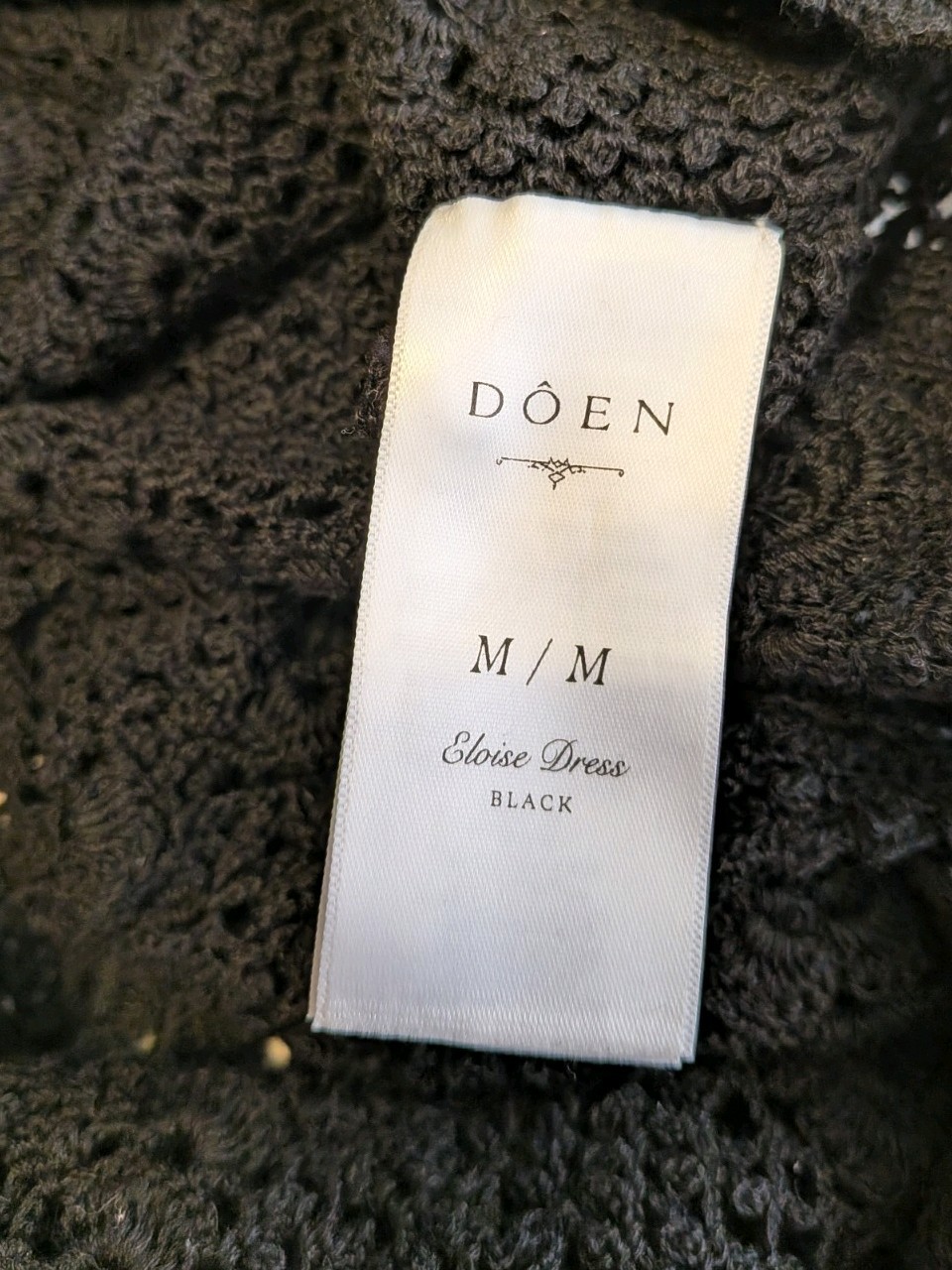 Doen Heirloom Eloise Black Crochet Mini Dress Size M Excellent Condition