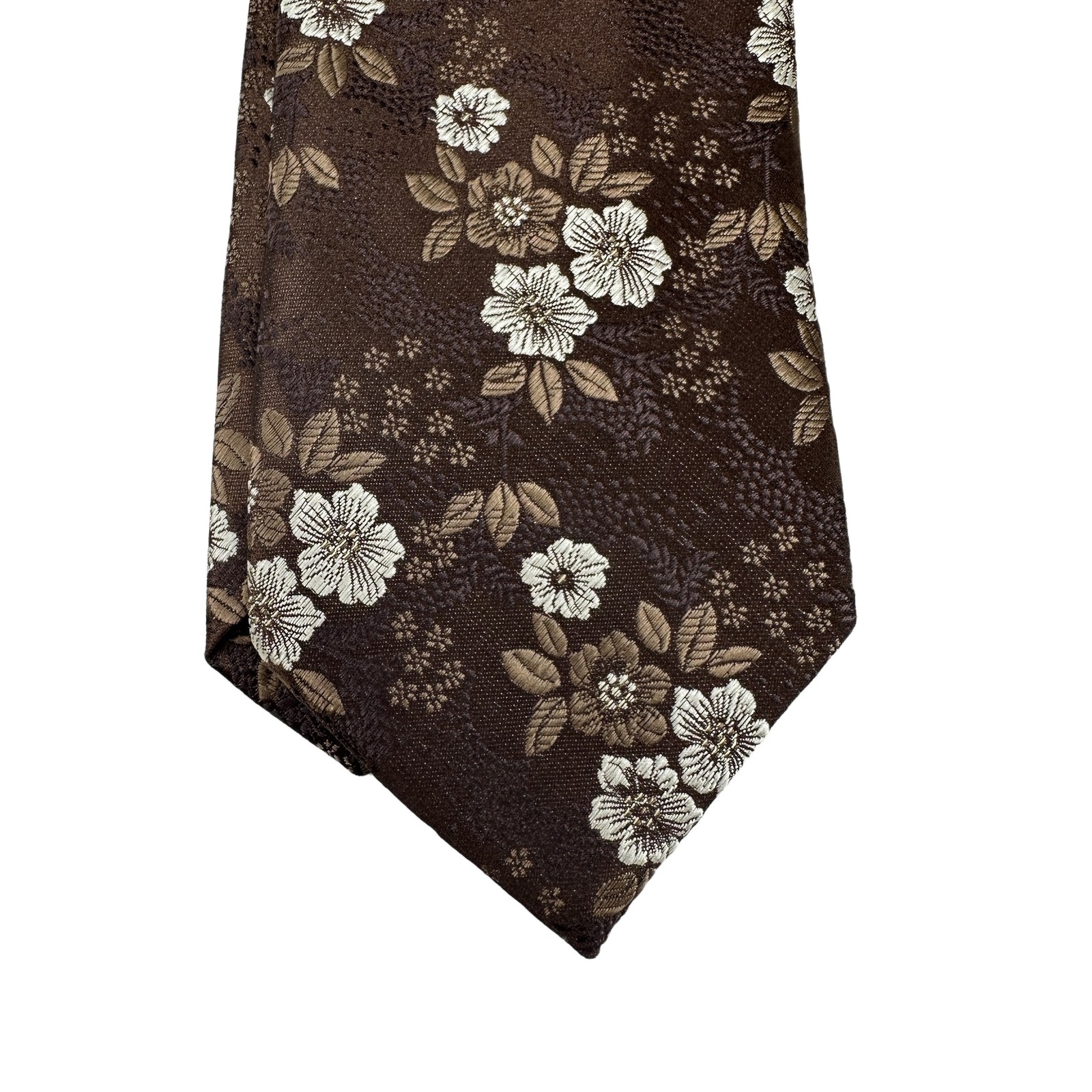 New Classic Floral Brown White Jacquard Woven Silk Men’s Tie Necktie 3.15’8cm