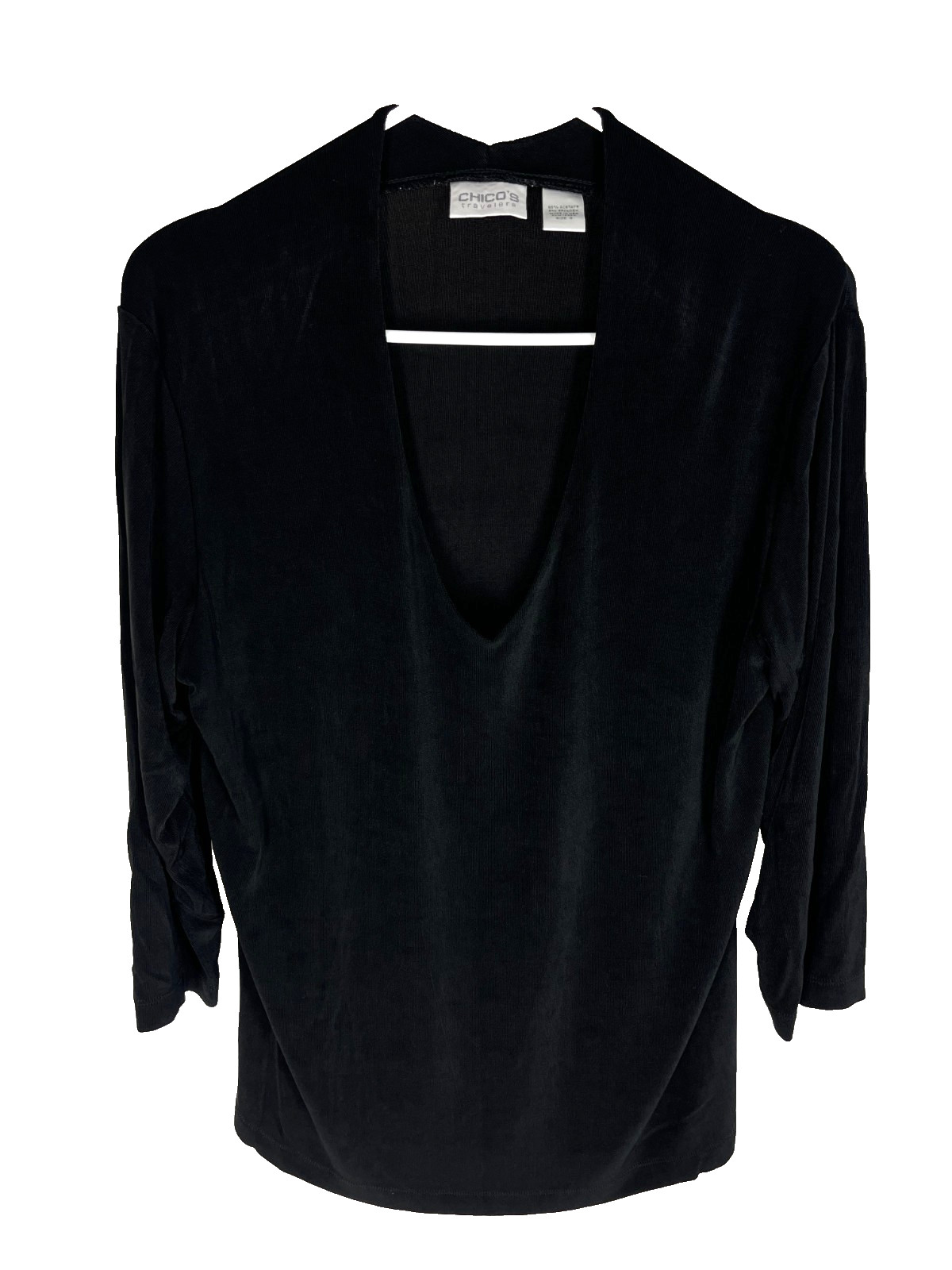 CHICO’S TRAVELERS Top Black Sz 3 Womens XL Slinky Stretch Career Office Pullover