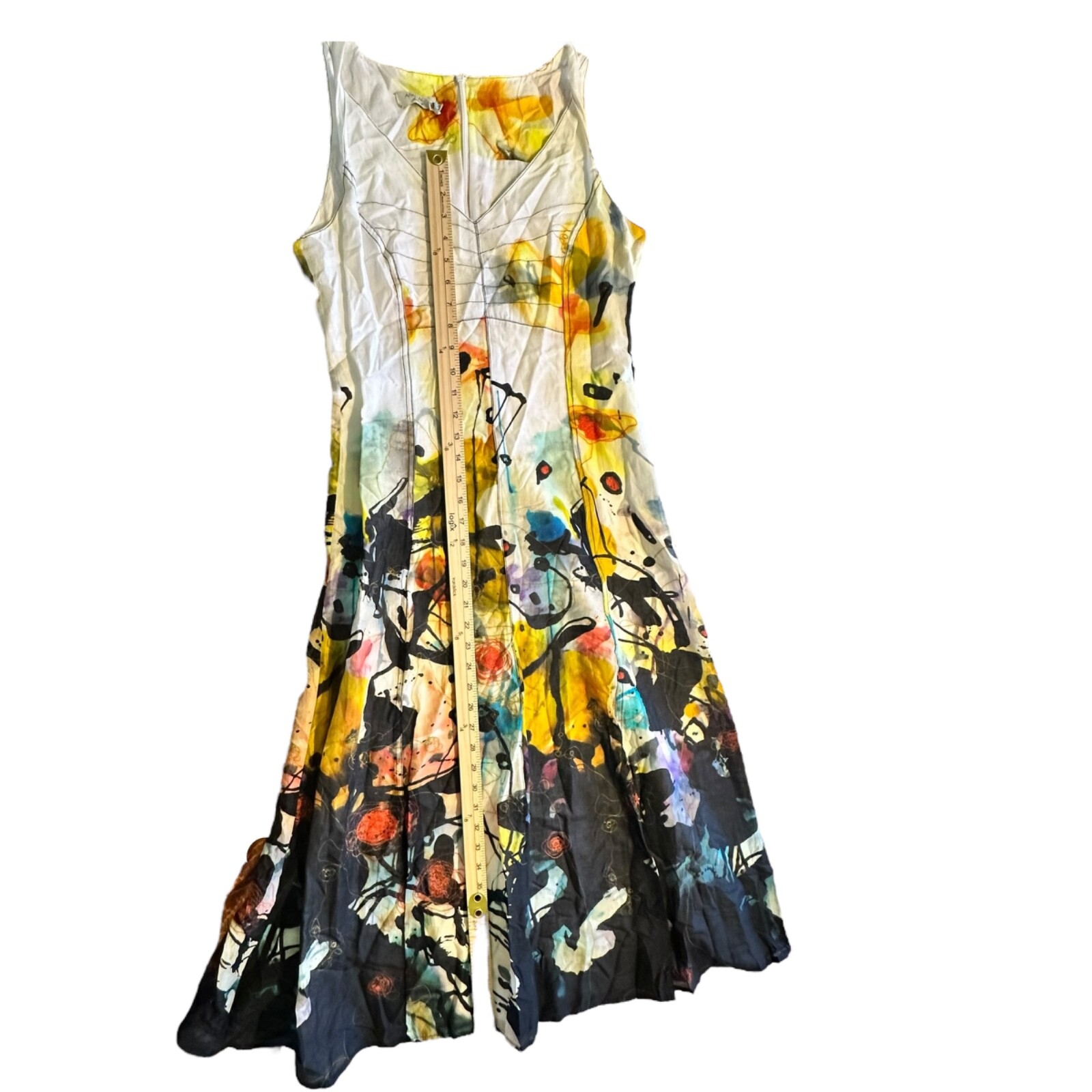 Apanage Femme dress size 8 watercolor print and embroidery