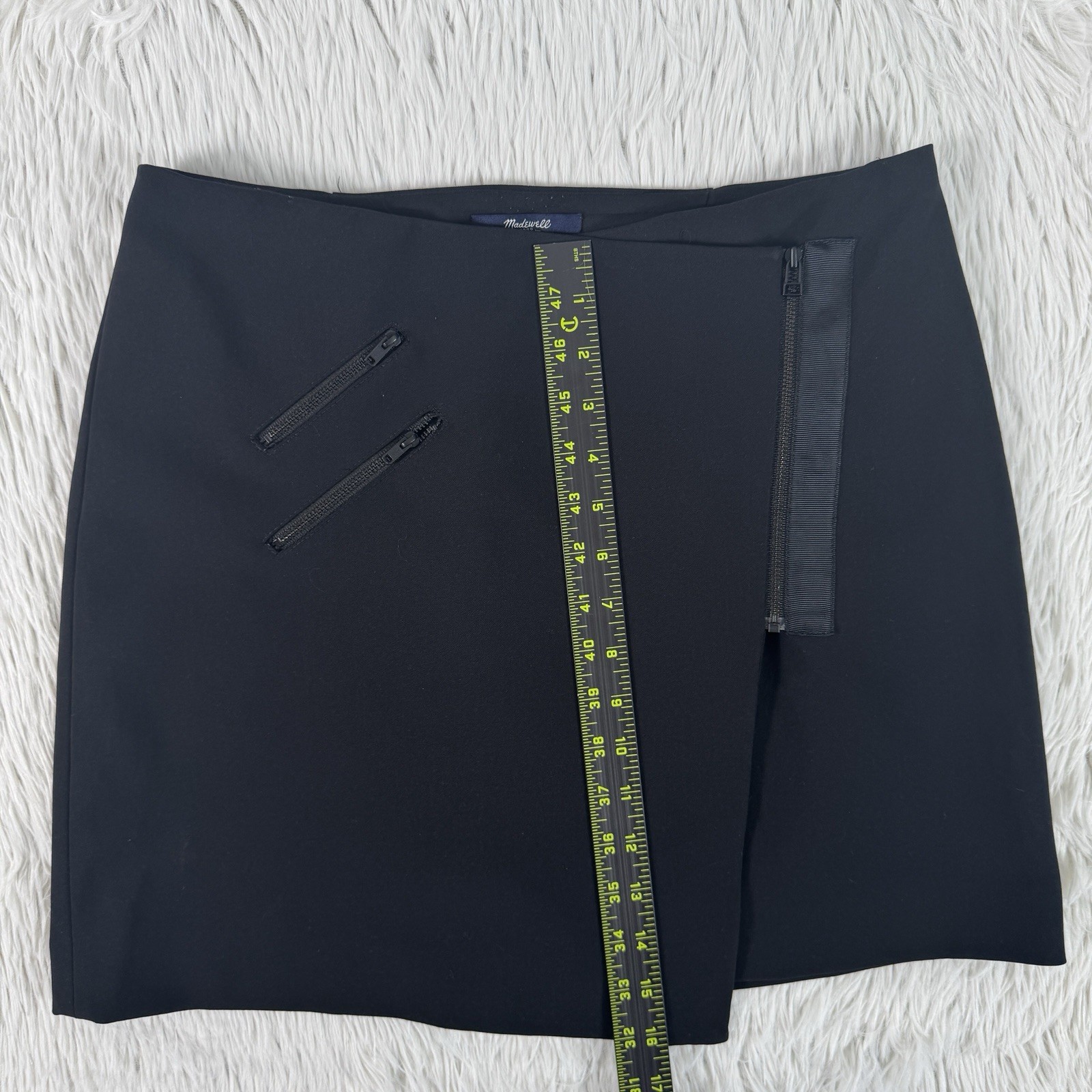 Madewell Ignition Black Zipper Accent Asymmetric Mini Wrap Skirt Women’s Size 4