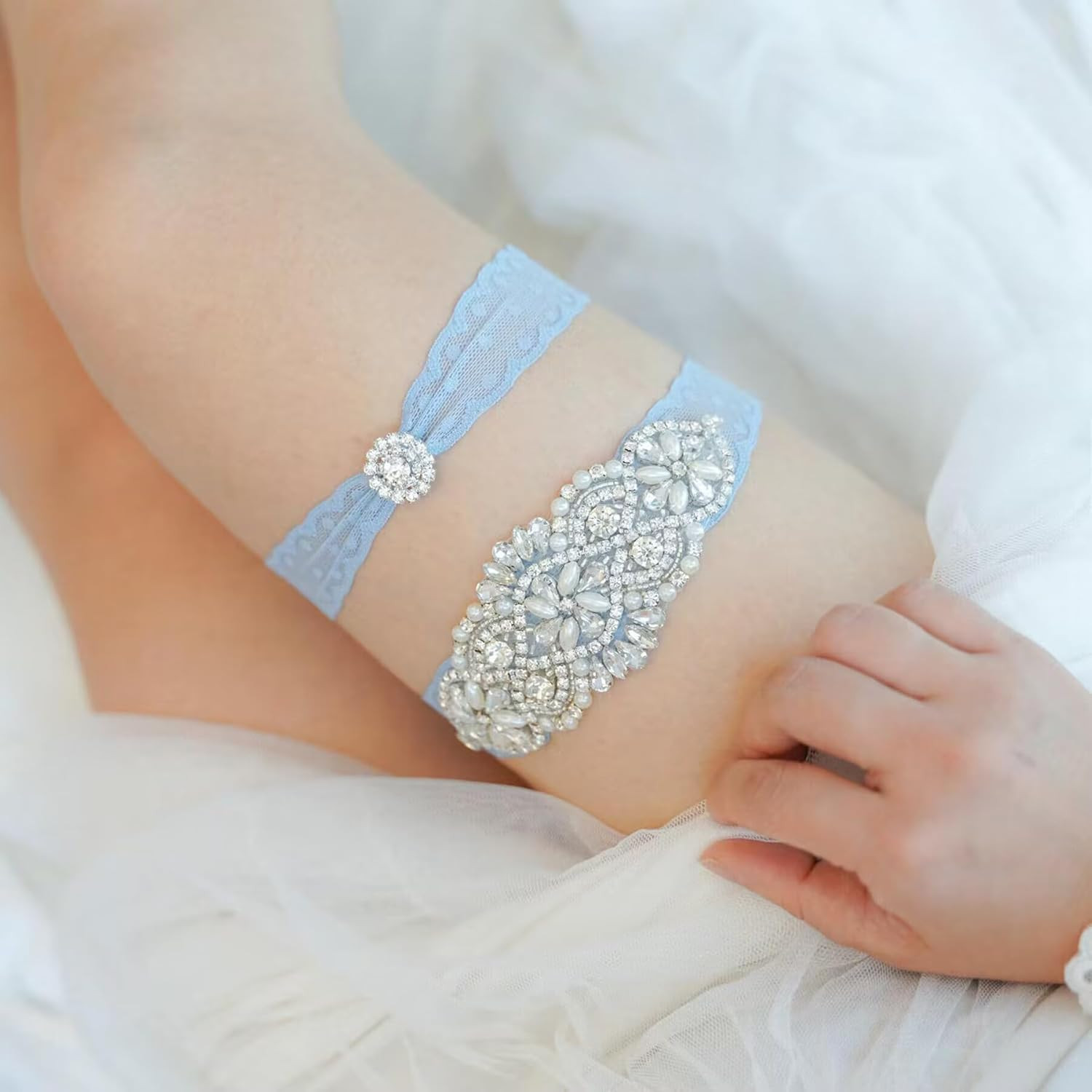 Blue Garters for Bride – Wedding Garter for Bride, Something Blue Gift for Bride