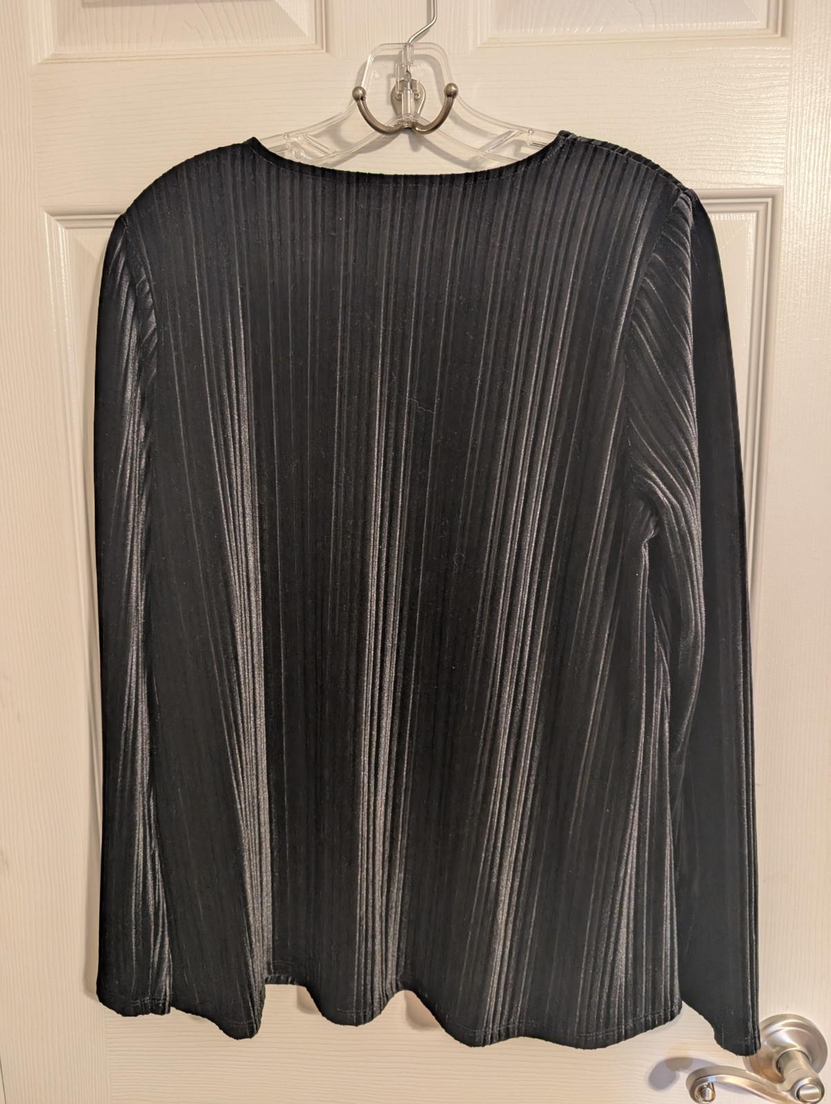 J. Jill Wearever Collection size M Velvety Velour Black / Black Striped Top NWT