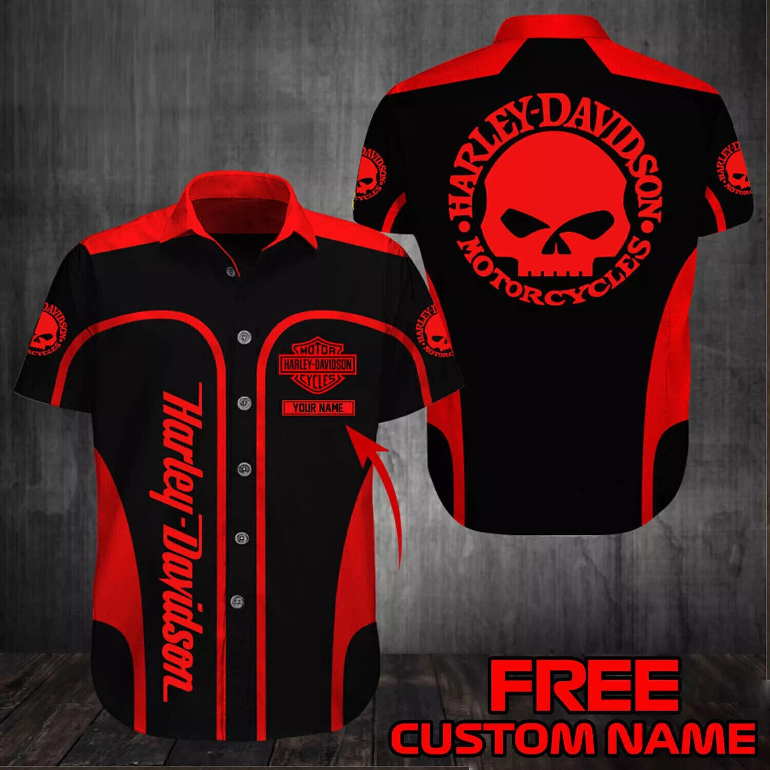 Harley Davidson 3D Hawaiian Shirt Custom Any Name Racing Party Aloha Tee