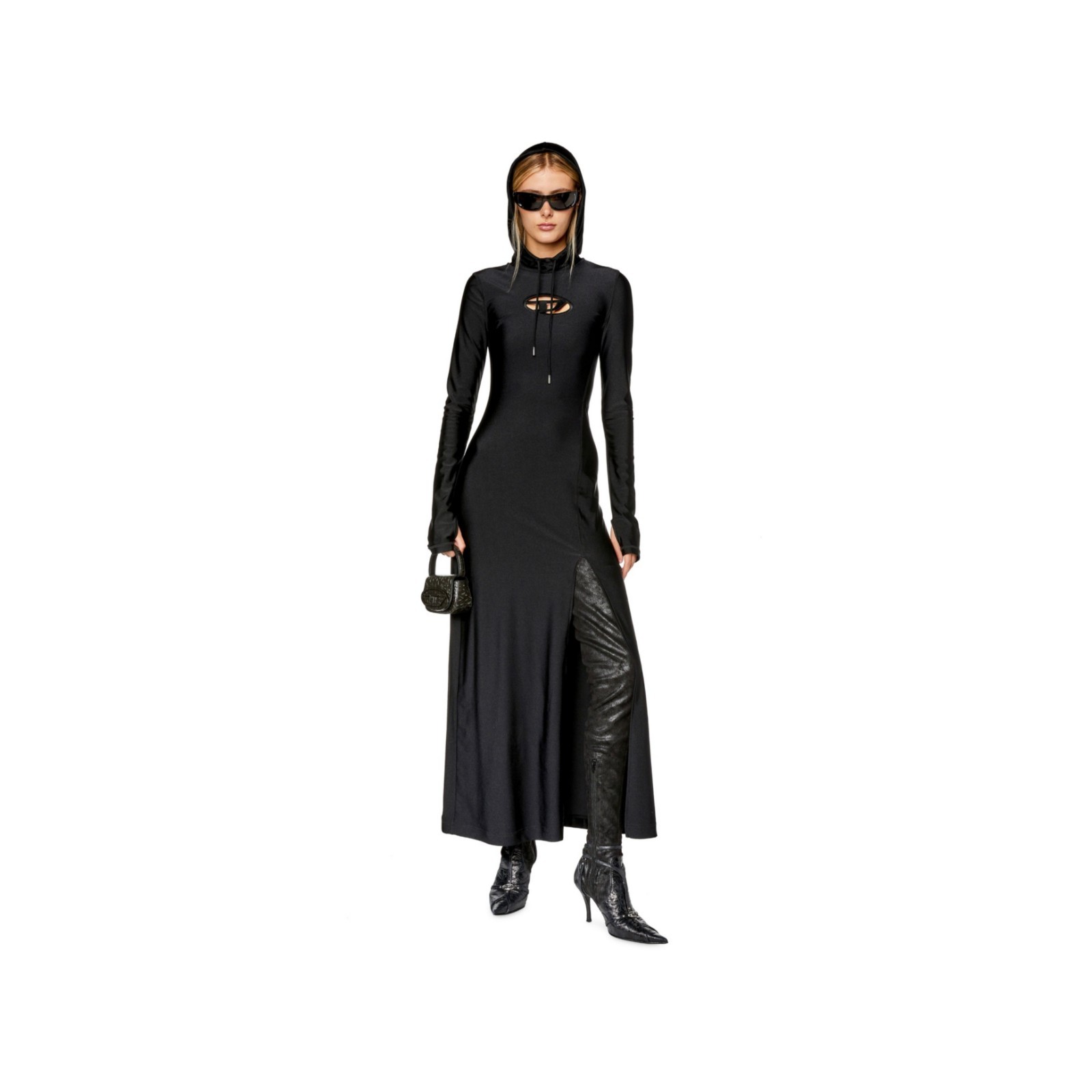 Black gothic hooded diesel dress women