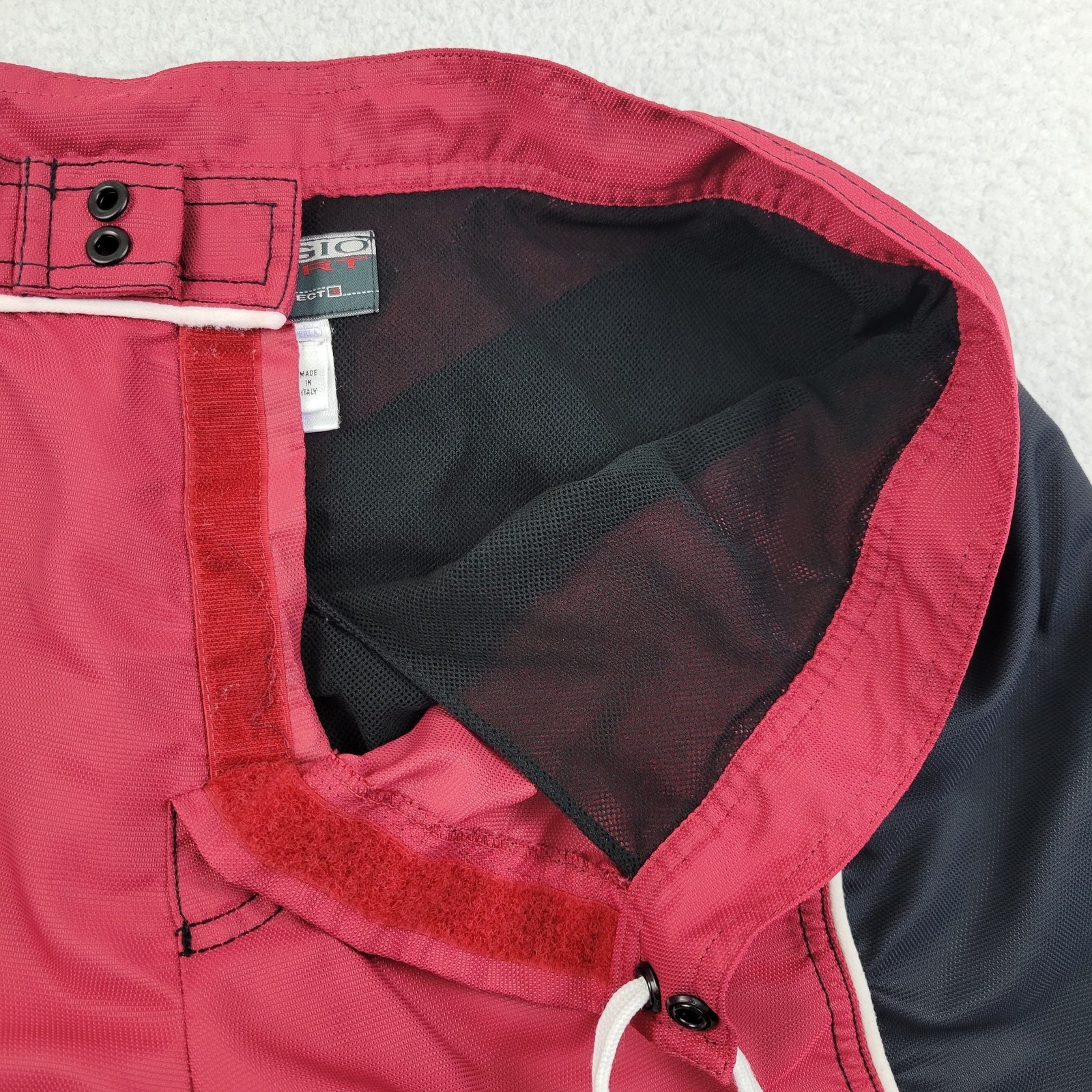 Grigio Sport Swim Shorts Mens Large Red Black Board Trunks Made in Italy Mesh