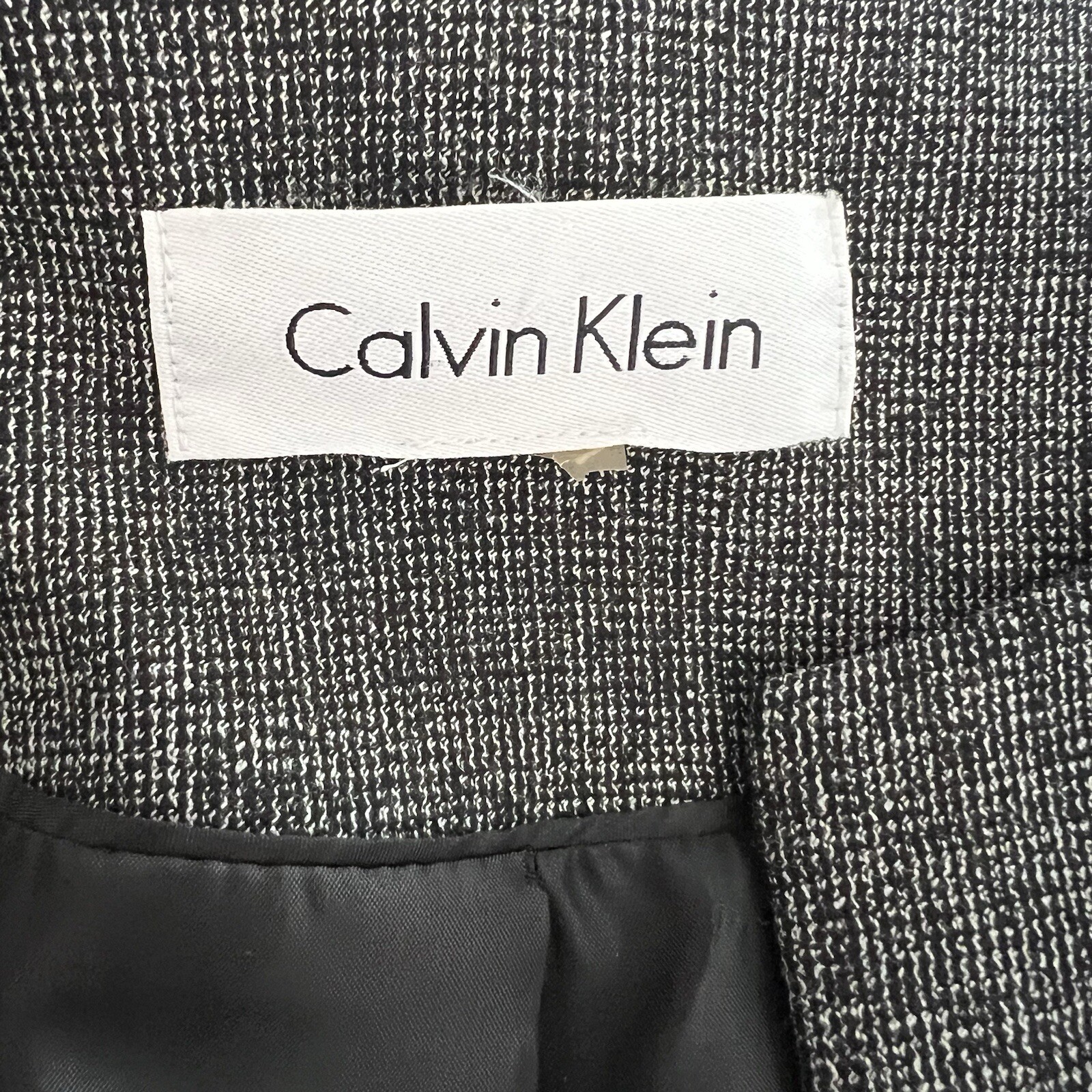 Calvin Klein Polyester Rayon Spandex Blazer Size 10 Gray Collarless Mid Length