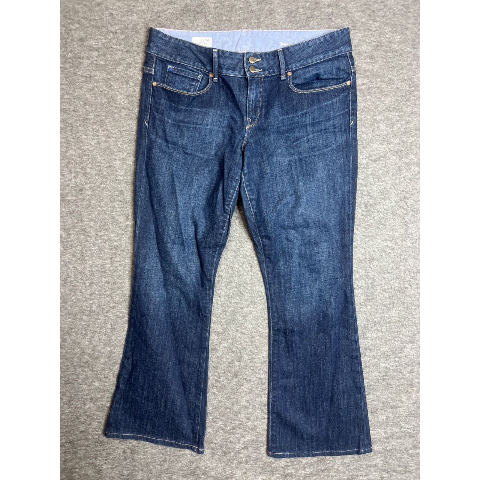 Gap 1969 Perfect Boot Jeans Womens 32/14r Dark Wash Denim Blue Bootcut 3825-01