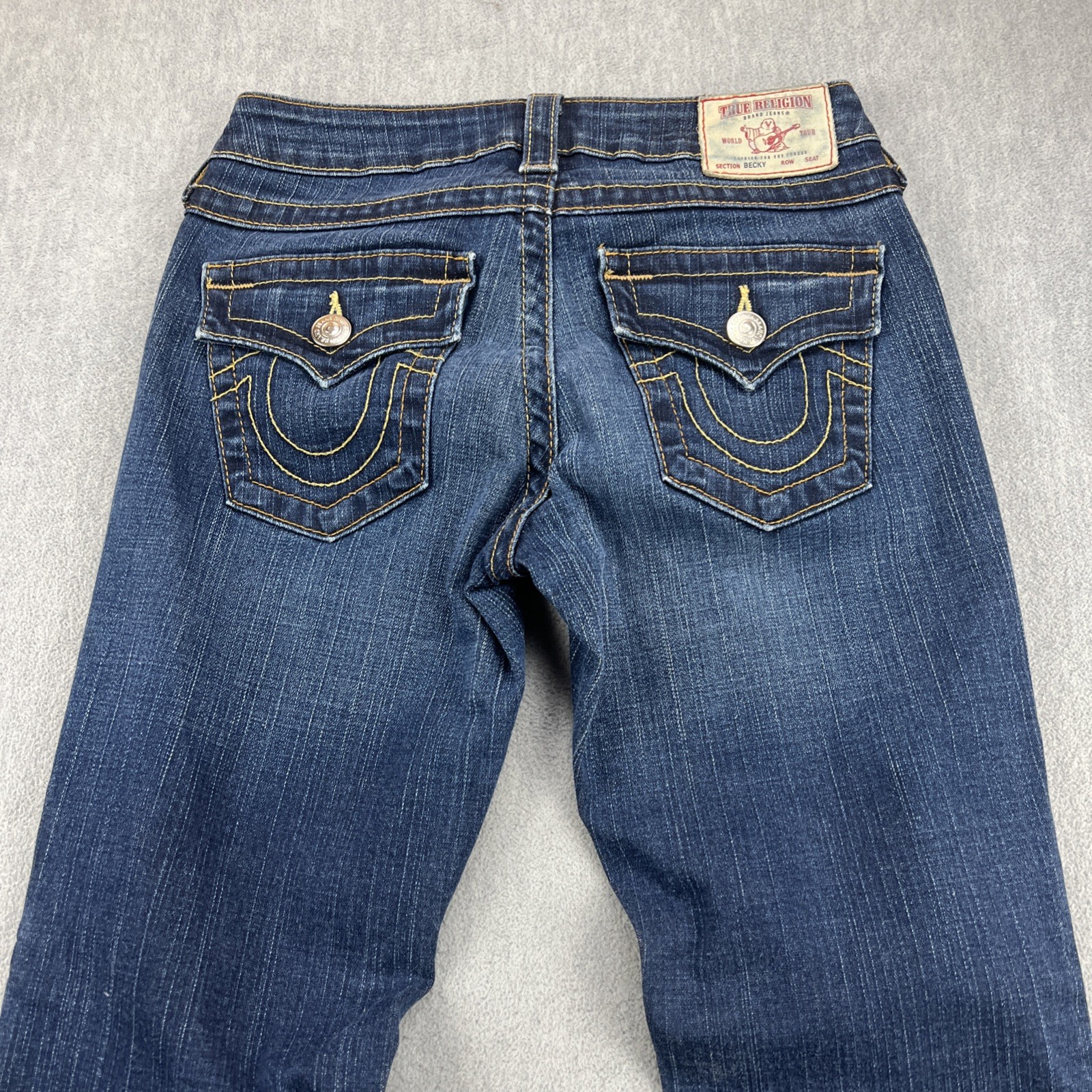 True Religion Becky Jeans Women’s 26 (28×30*) Bootcut Low Rise Flap Pockets USA