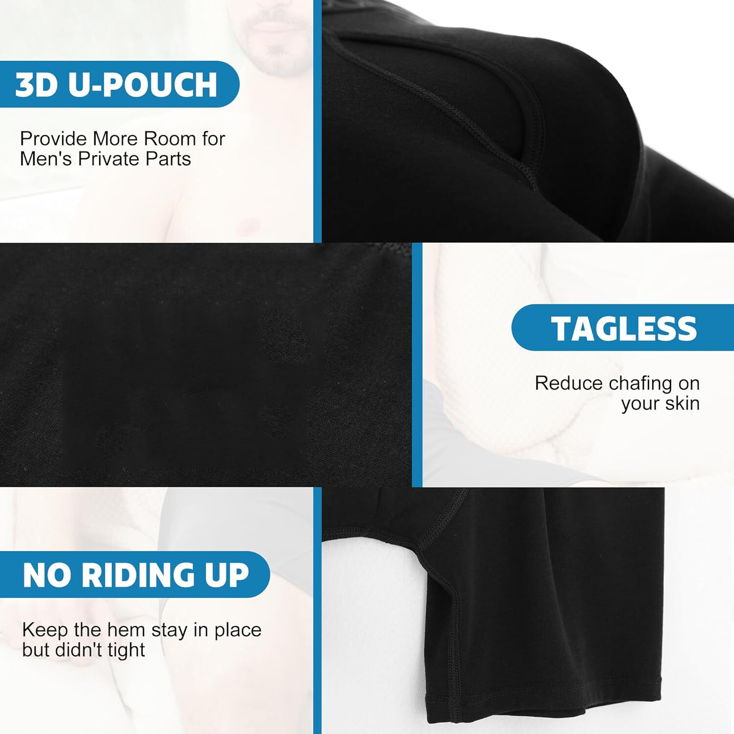 Men’s Bamboo Underwear Boxer Briefs 4 Pack Soft Long Leg Trunks Undies For Men