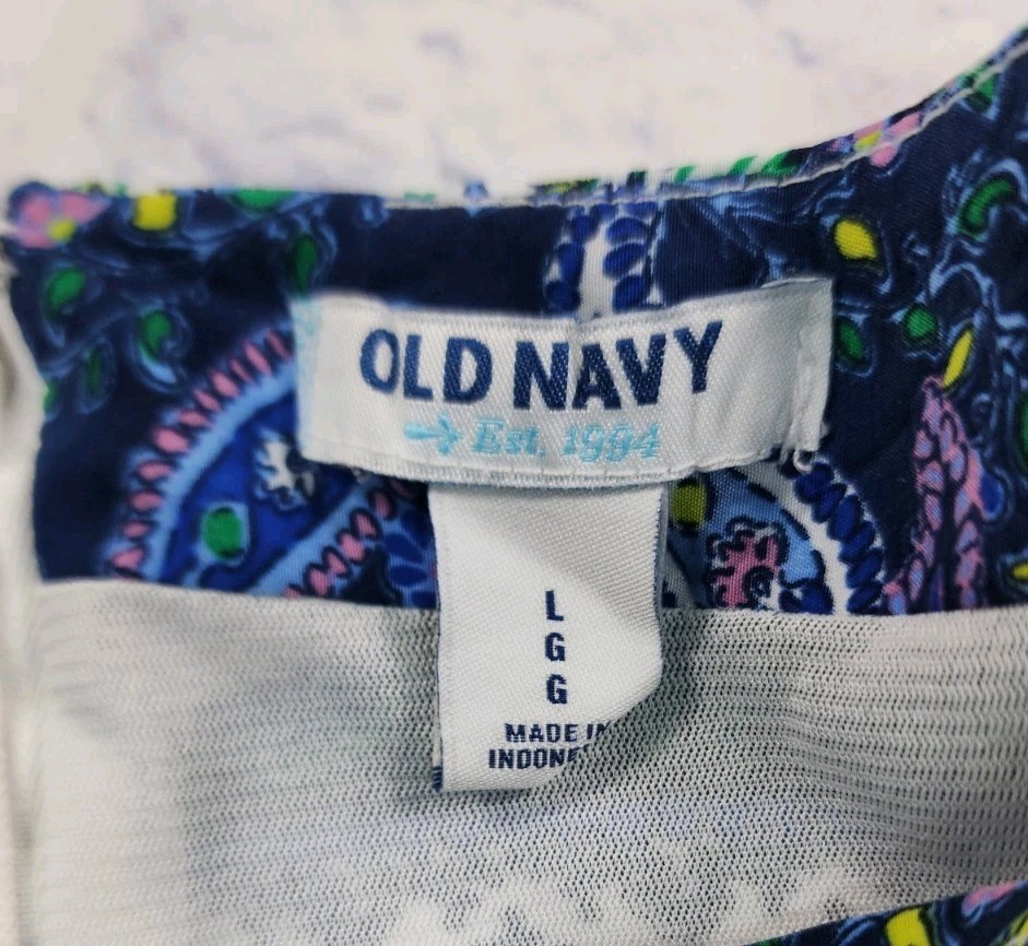 Old Navy WOMENS SIZE L Dress Blue Paisley Zip Casual Party Cocktail