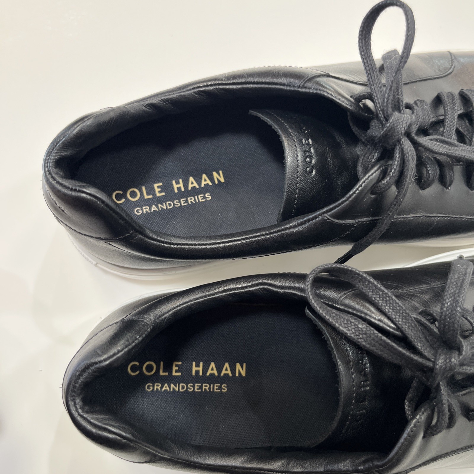 Cole Haan Men’s Leather Lace-Up Casual Sneakers Black/White, US 13 M
