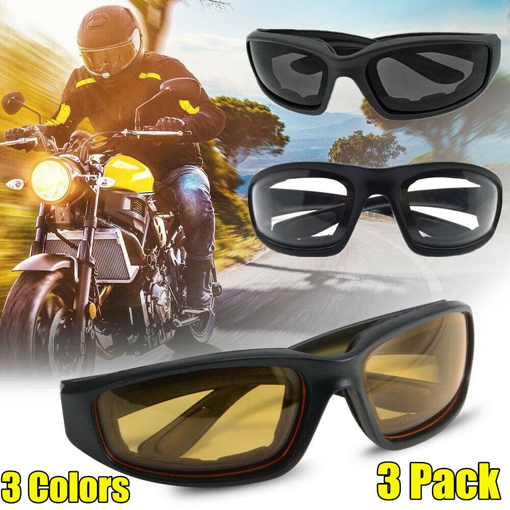3Pcs multicolor Motorcycle Riding Glasses, for Cycling & Outdoor Sports NEW