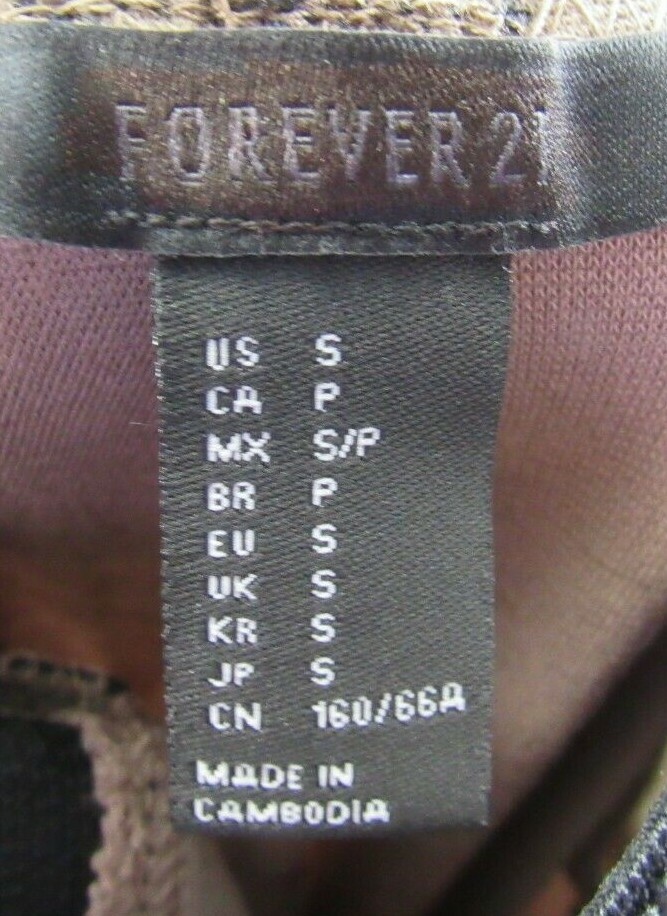 New Forever 21 Pants Size S Brown Black Elastic Wide Waistband Zippers Casual