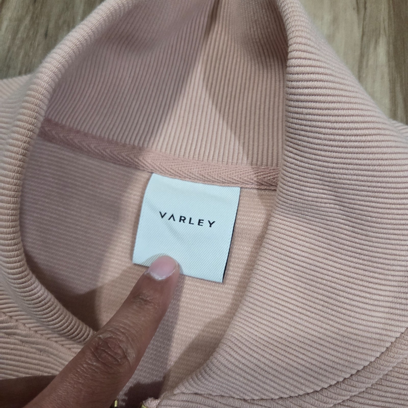 Varley Alia Zip Through Jacket in Mahogany Rose Womens Large Rib