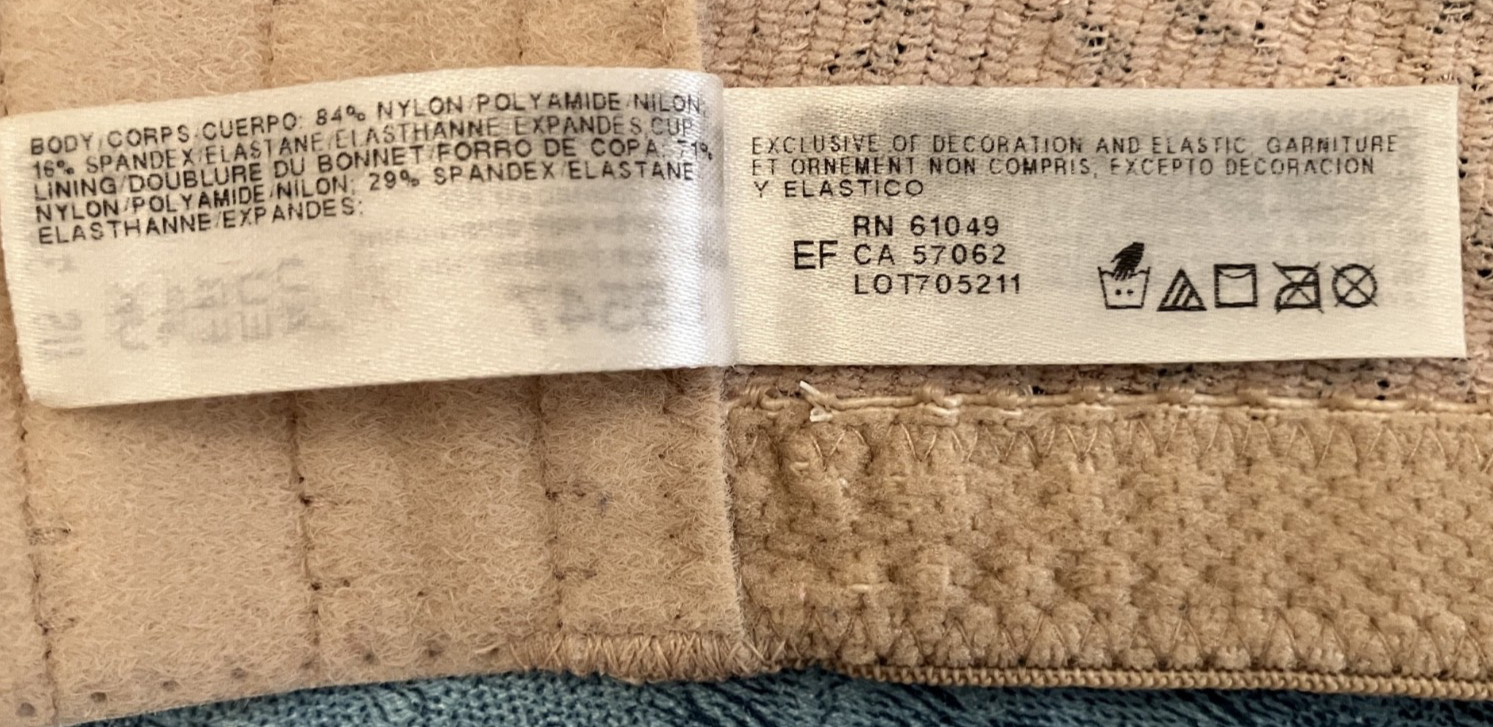 Wacoal TWO Beige Full Coverage Underwired Lacey Nylon/Spandex 65547 Bras 34 DDD