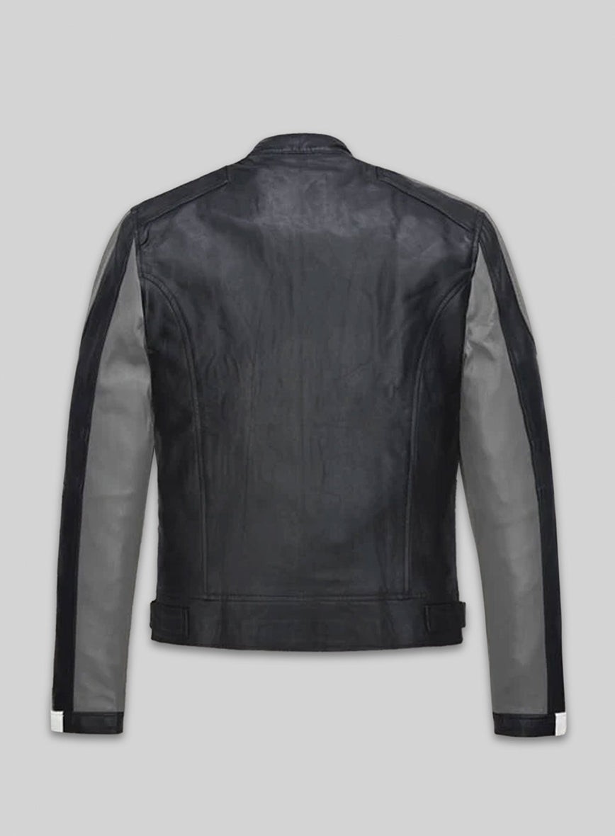Men’s White Striped Black Leather Jacket Lambskin Handmade S M L XL 2XL 3XL NEW