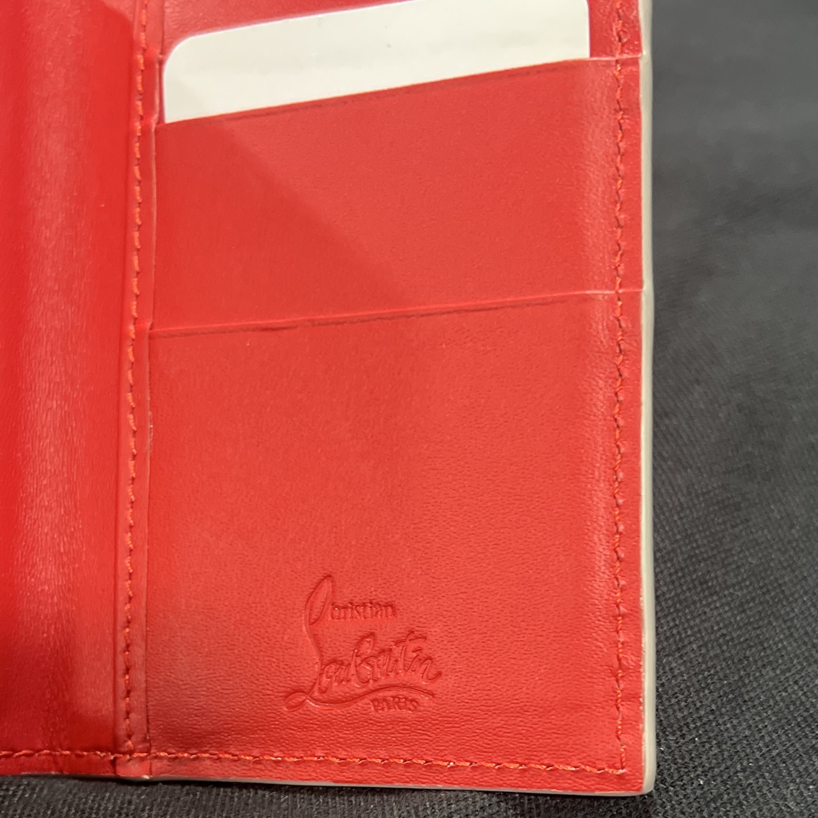 Christian Louboutin White/Red Leather Card Holder Men’s One Size Solid