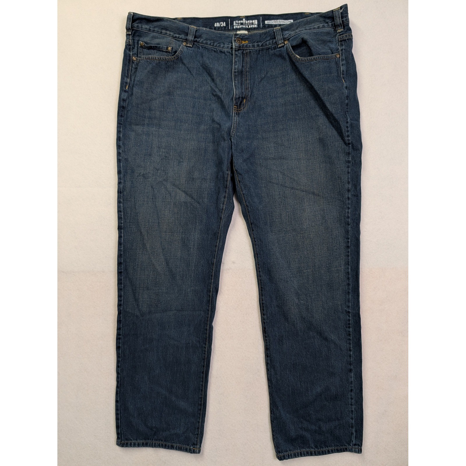 Urban Pipeline Mens Relaxed Straight Jeans 48 x 34 Dark Wash Blue Denim
