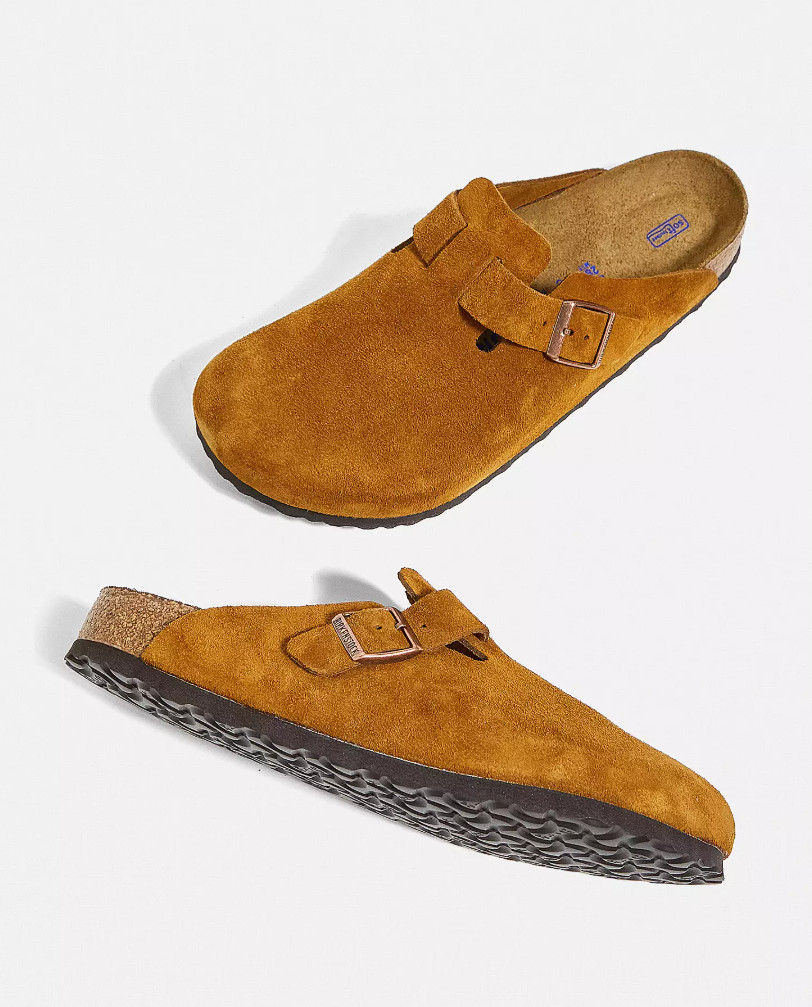 Birkenstock Boston Suede Leather Soft Footbed Taupe/Black/Mocha/Clog Sandals