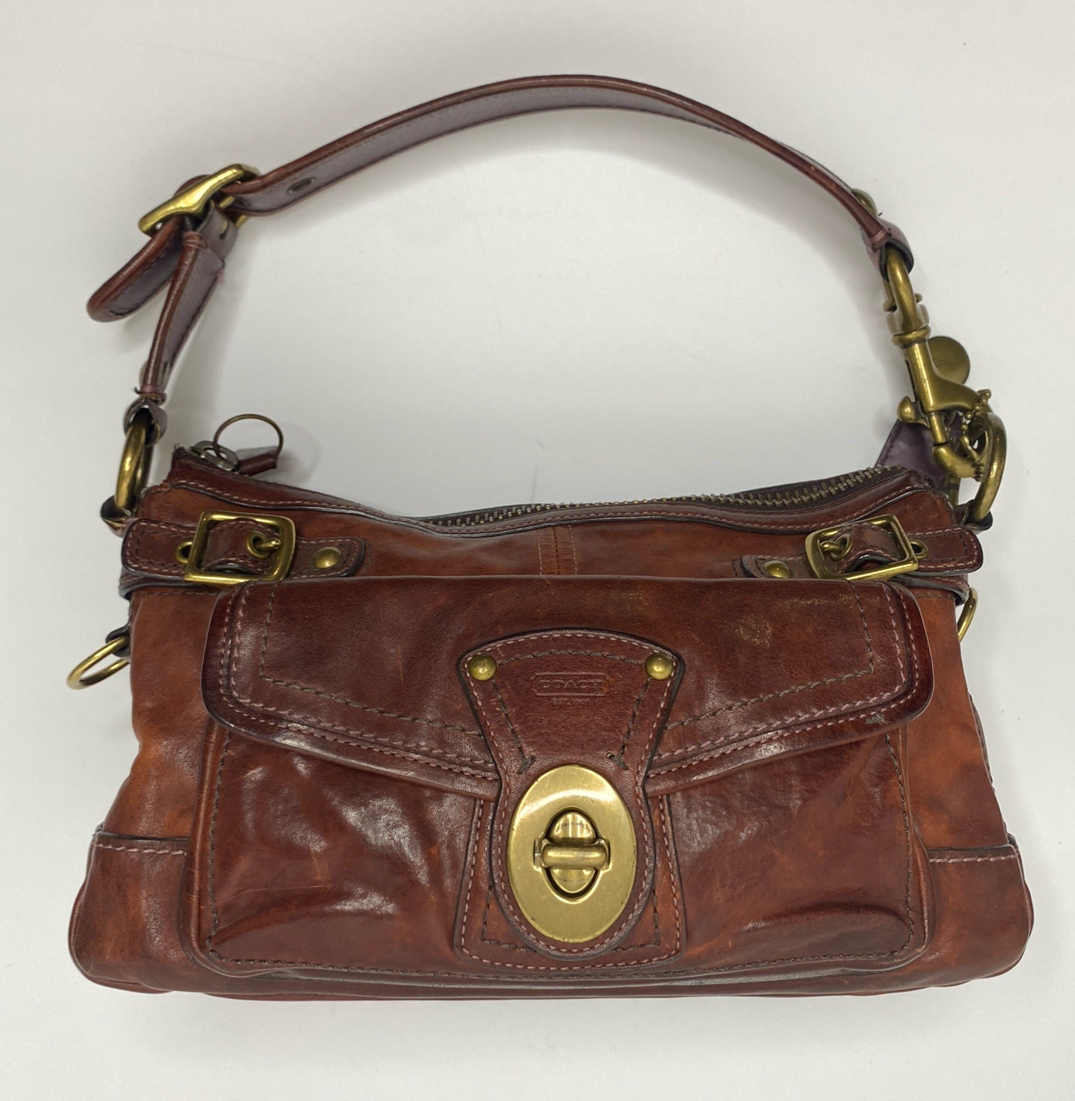 Coach Legacy 65th Anniversary #11127 Brown Leather Shoulder Bag Brass Vtg READ