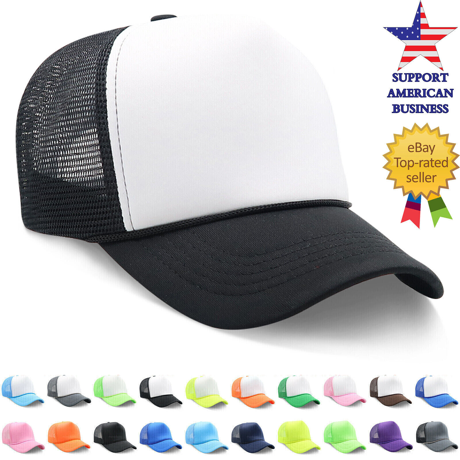 Trucker Hat Foam Mesh Snapback Adjustable Baseball Cap Solid Plain Army Men