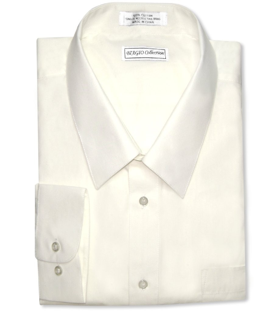 Biagio Mens 100% COTTON Solid CREAM Color Dress Shirt sz 16 32/33