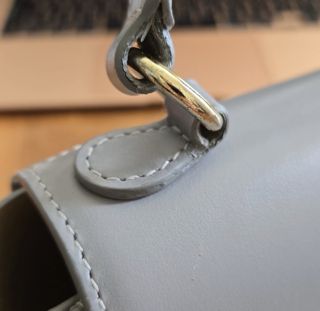 Wandler Luna Small Blue Handle Satchel, Detachable Strap, Gold Hardware, Clasp