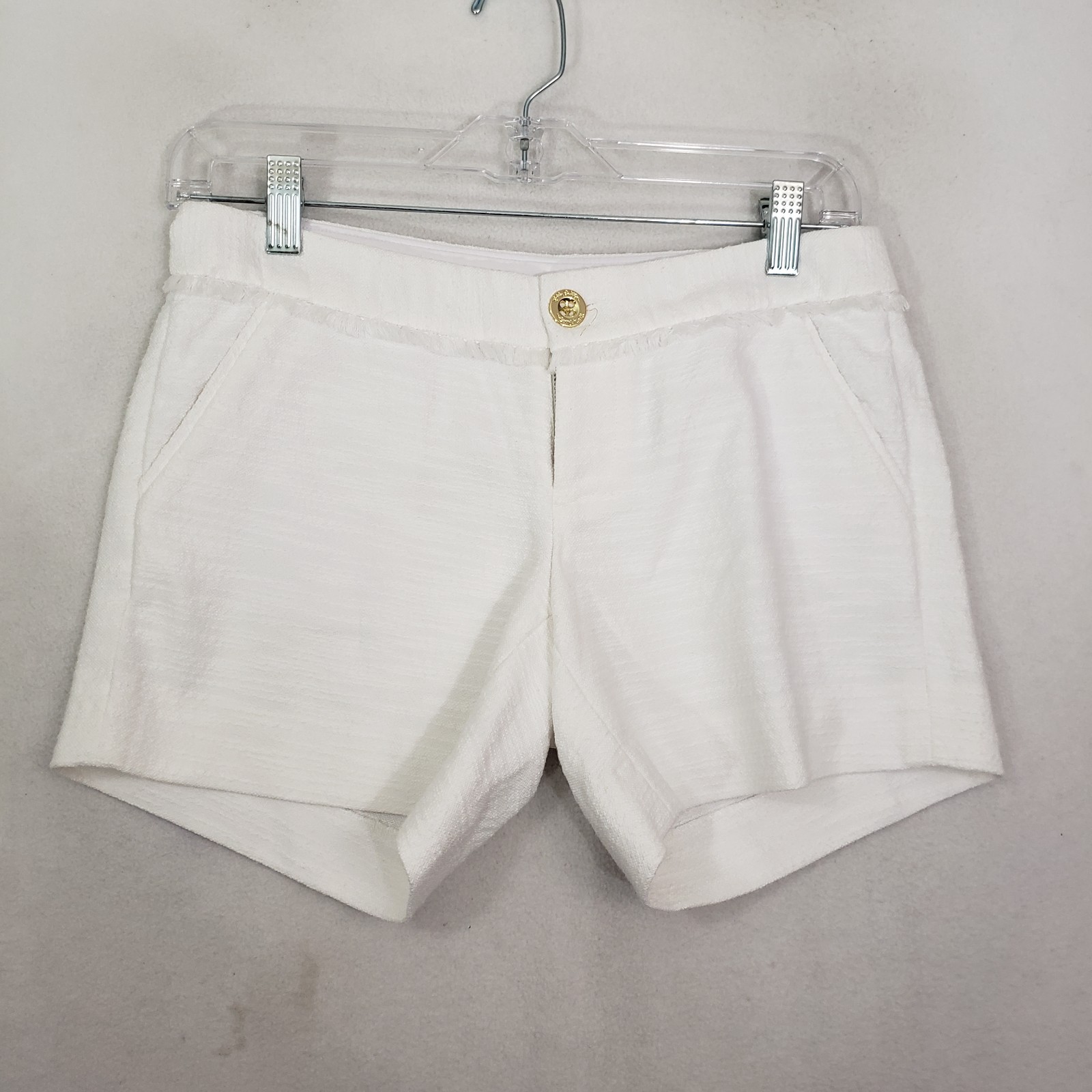 Lilly Pulitzer Adie 5″ Shorts Women’s 00 Resort White Textured Plainweave Fabric