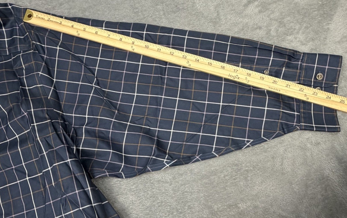 Cabelas Outfitter Series Shirt Mens 5XL Navy Windowpane Nanotex Button Down NEW