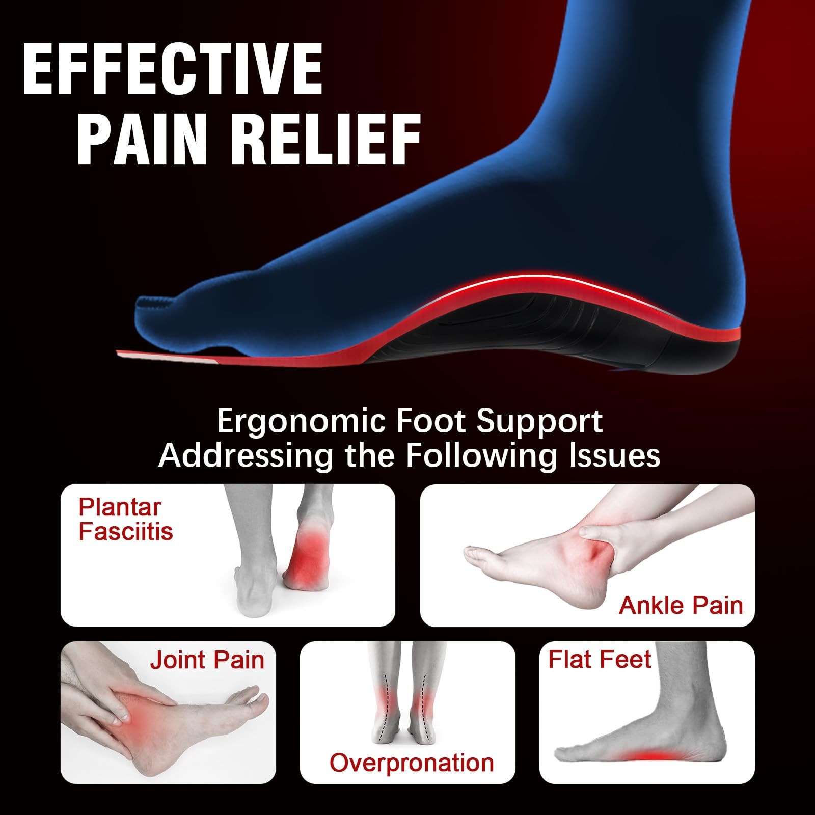 Plantar Fasciitis High Arch Support Insoles for Men & Women – for Flat Feet &…