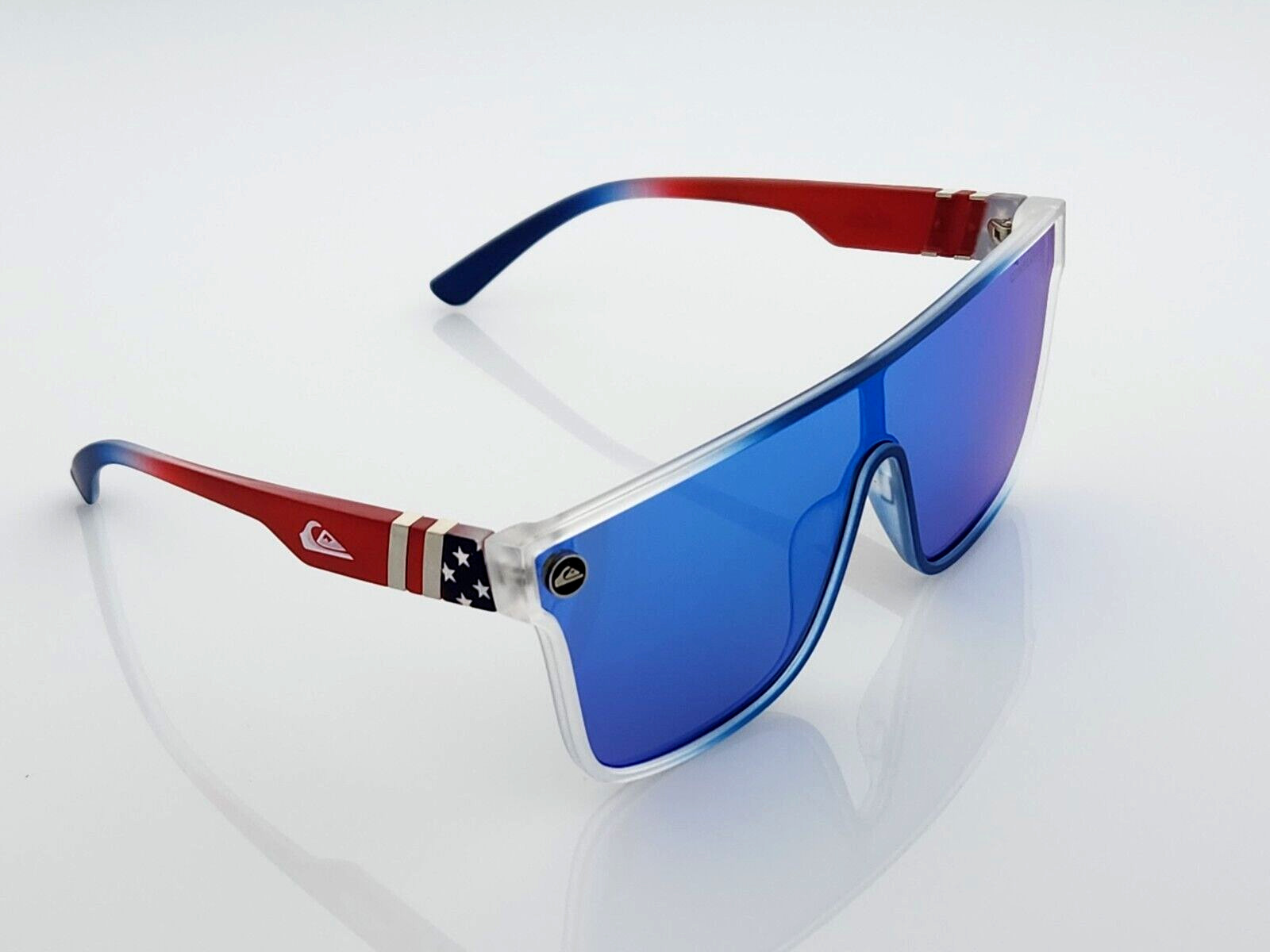 Quiksilver SciFi Shield Sunglasses USA Red White Blue Frame Blue Mirror NIB
