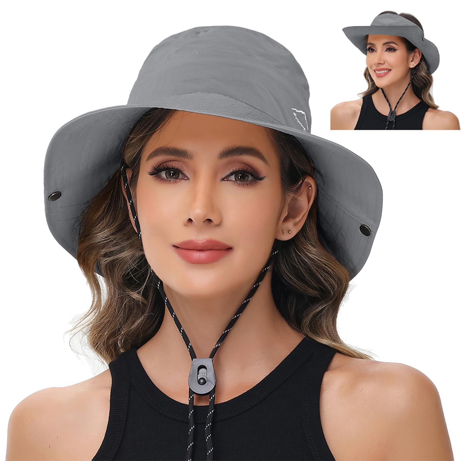 Sun Hats for Women Bucket Hat UV Protection One Size, 1pack-light Grey