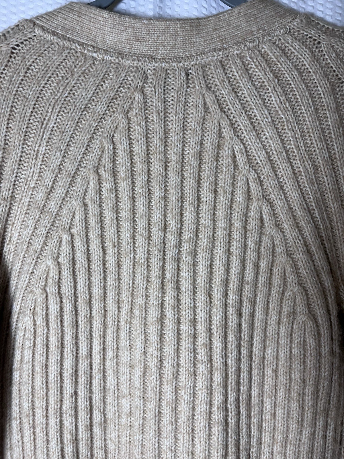 U.S. Polo Assn. Chunky Ribbed Knit Cardigan Oatmeal Beige Coastal Grandmother