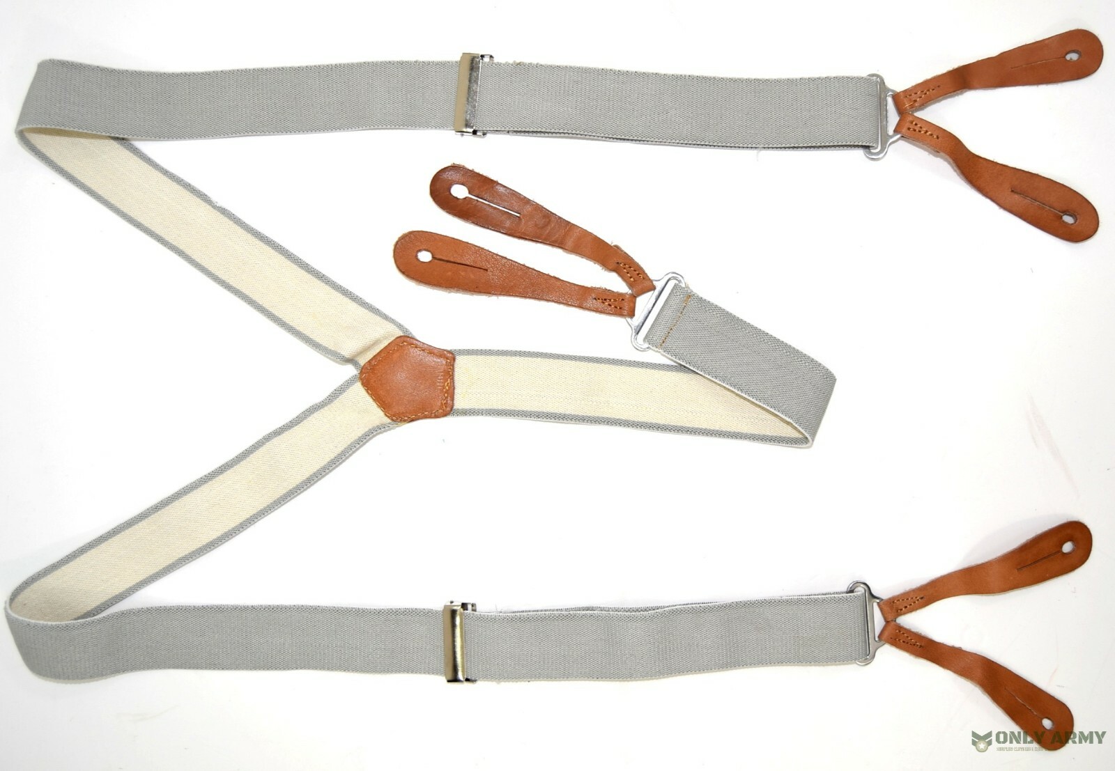 British Army Braces Elasticated Trouser Brace Button Leather 1940’S WW2 Dress