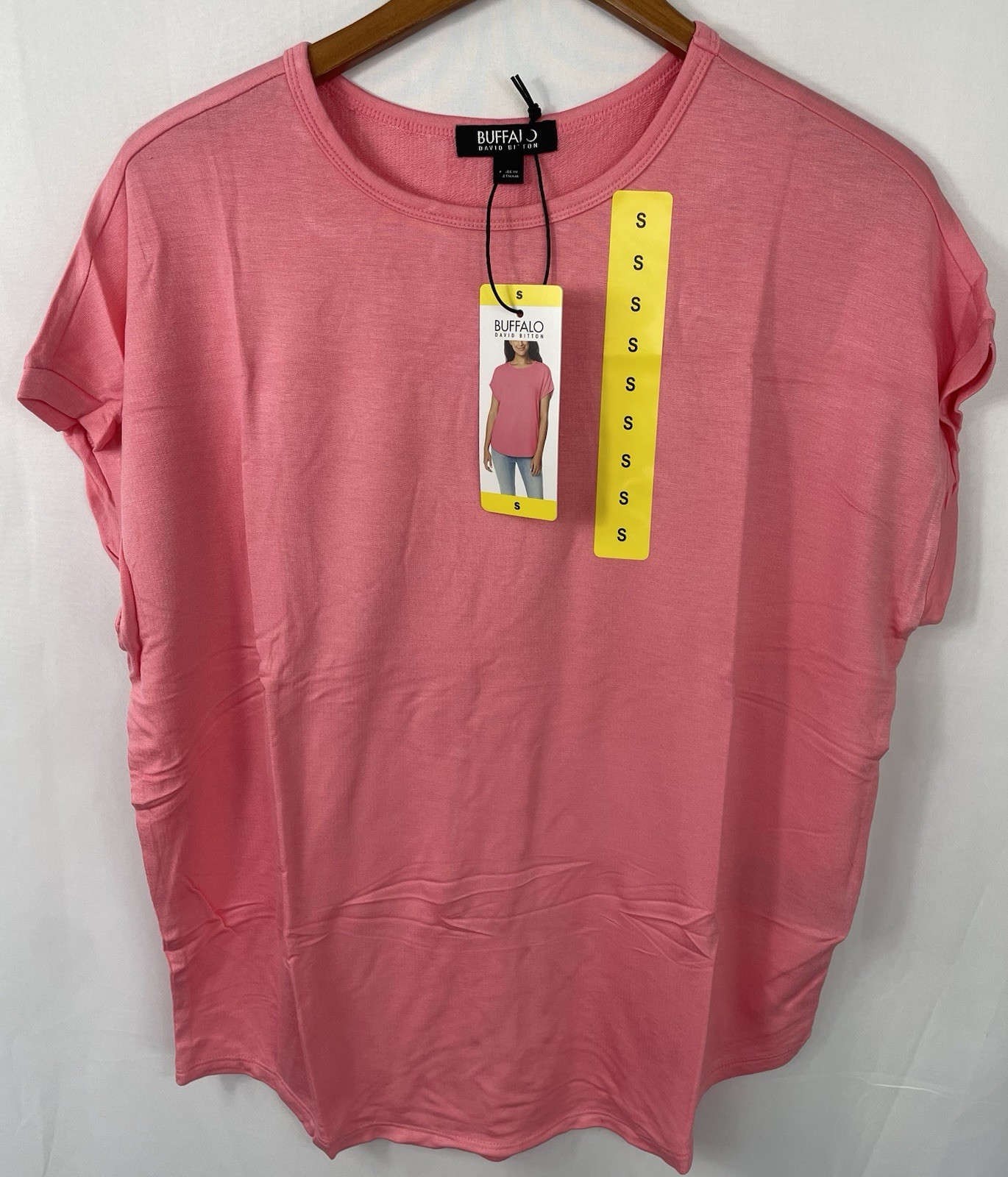 Buffalo Ladies French Terry Short Sleeve Top Pick Size Pink, Black or Lilac NWT