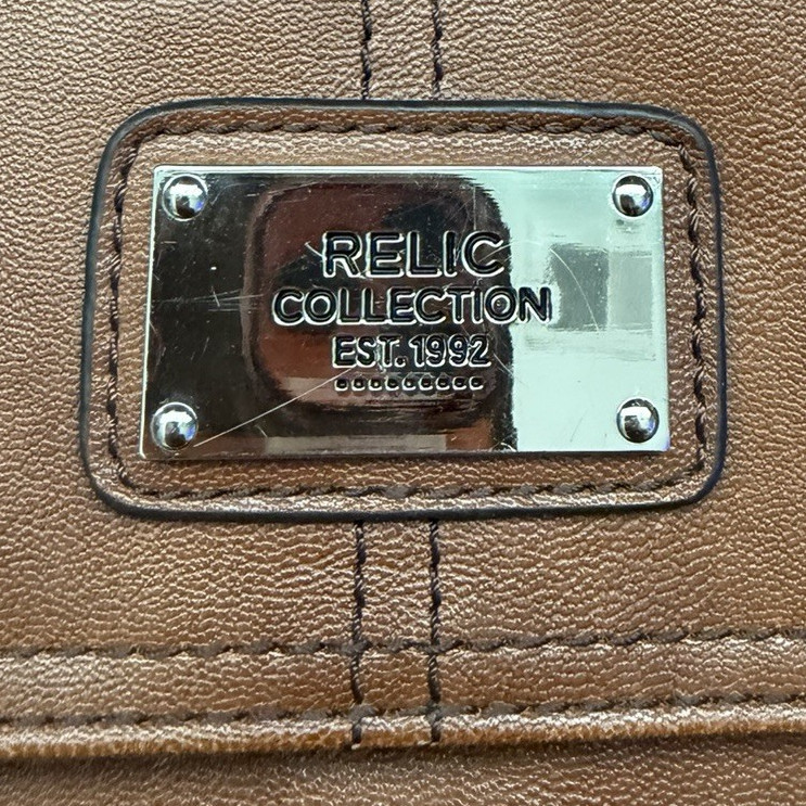 Relic Brown Crossbody Shoulder Bag Flap Zip Magnetic Buckle Silver Hardware