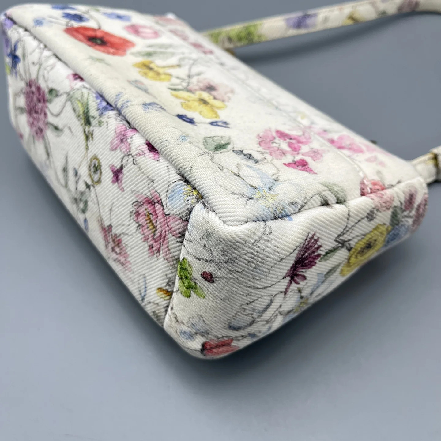 Dior Print Small Caro Bag White Yellow Red Blue Green Canvas (ym051726b6r)