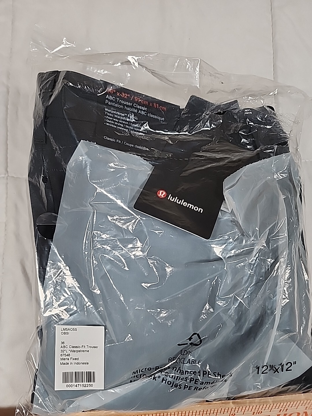 36×32 Lululemon ABC Trouser Classic Fit Warpstreme Color Obsidian New With Tags