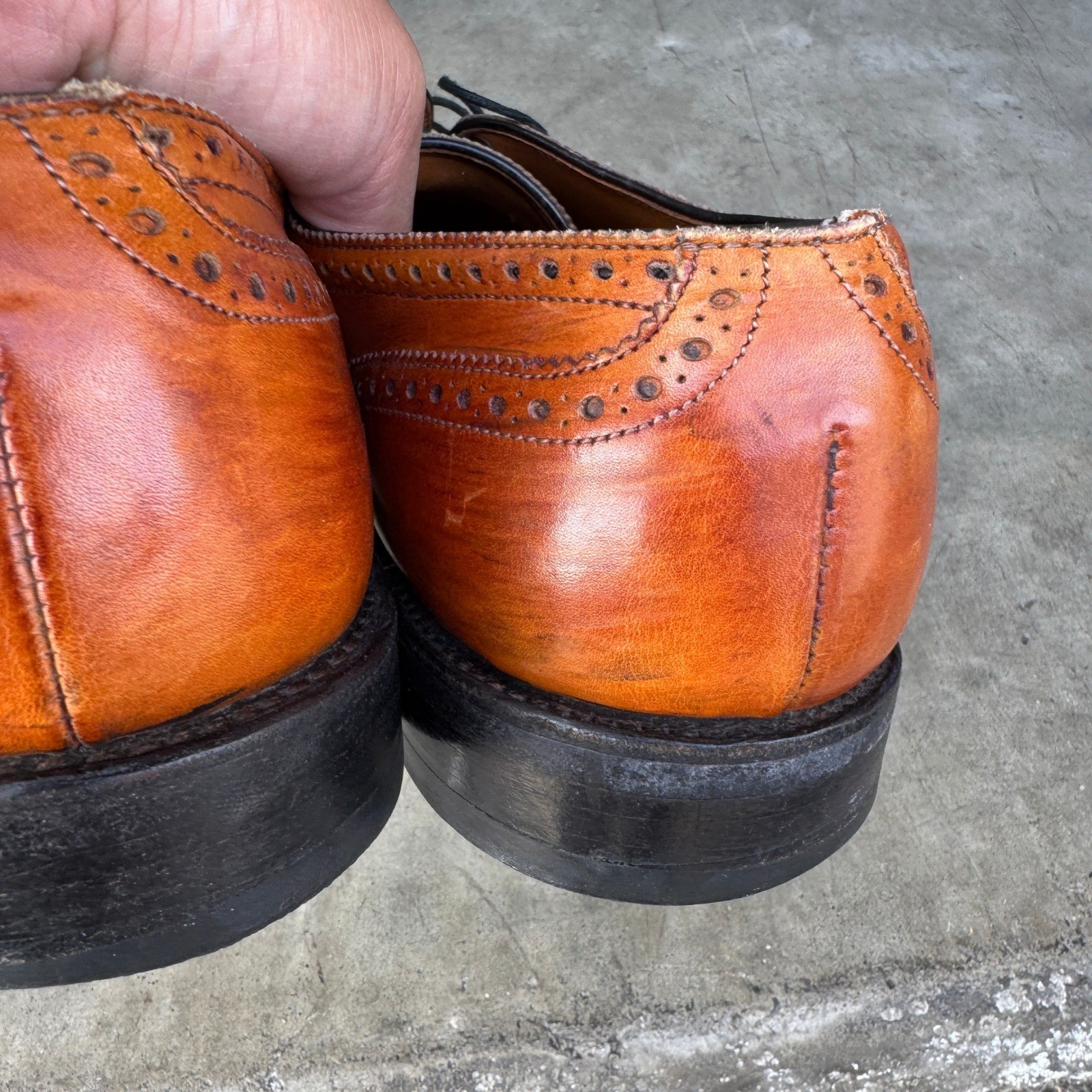 Allen Edmonds Sanford Walnut Leather Cap Toe Brogue Derby Shoes Mens 11.5 D 5247