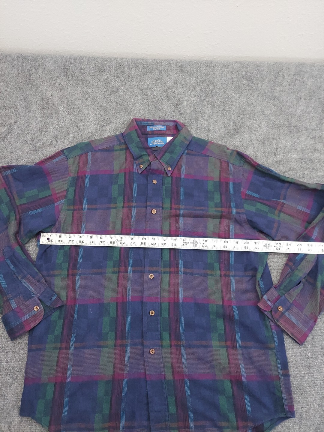 Pendleton Shirt Mens Large Purple Plaid Wool Blend Country Traditional Button Up