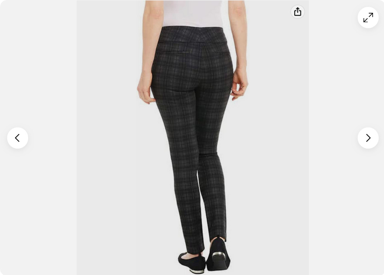DALIA WOMEN’S BUILT IN PULLON TUMMY CONTROL PANEL PANTS (BLACK PLAID XLARGE)NWT