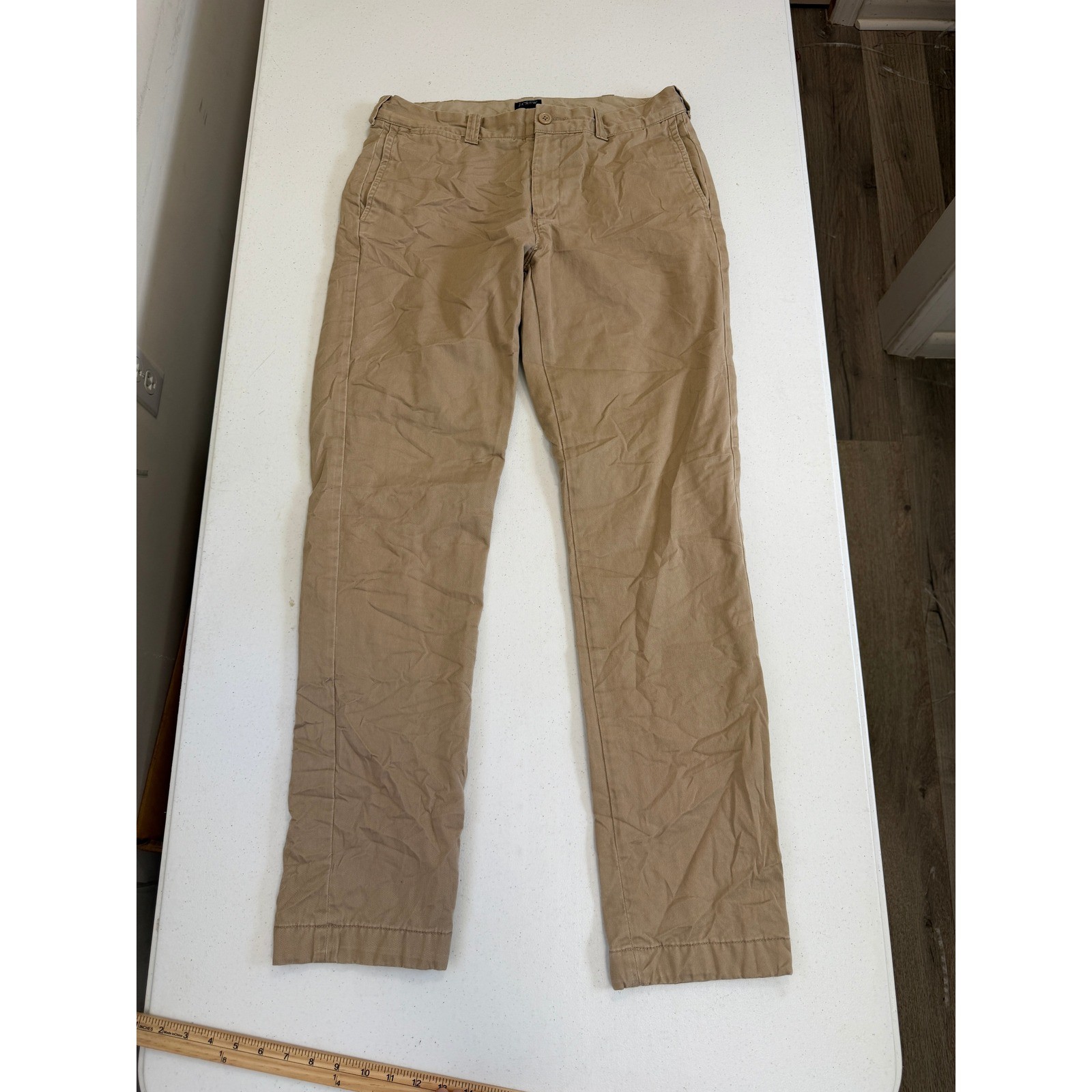 J.Crew The Sutton Mens Tan Khaki Cotton Chino Pants 32×34 B3850 Slim Straight