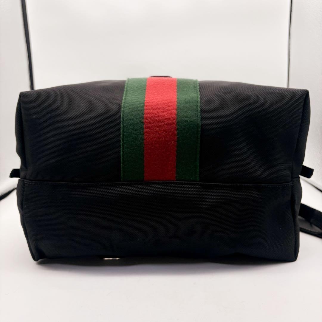 Gucci backpack techno canvas Sherry line leather black Gift Present 0611b