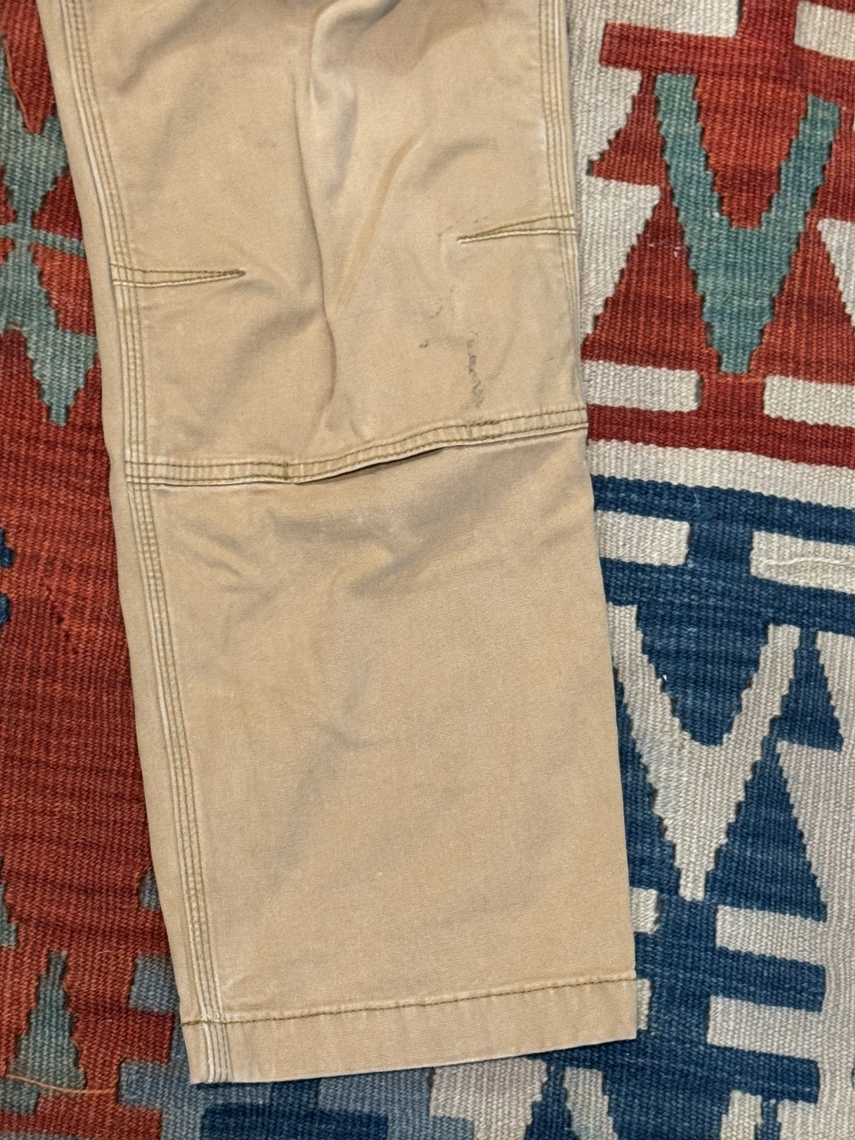 Carhartt Men’s Size 36×34 Relaxed Double Front Utility Work Pant Tan Distressed